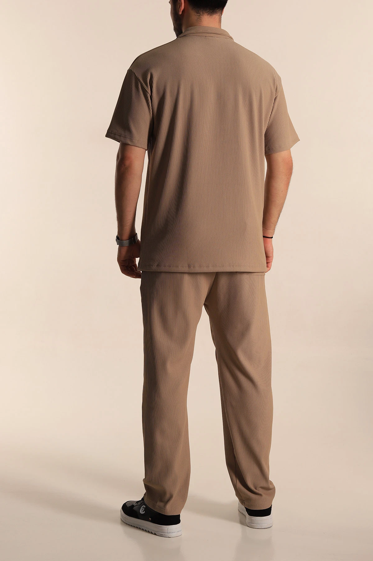 Bej Baggy Jakarlı Polo Yaka Tişörtlü Eşofman Takımı 269185