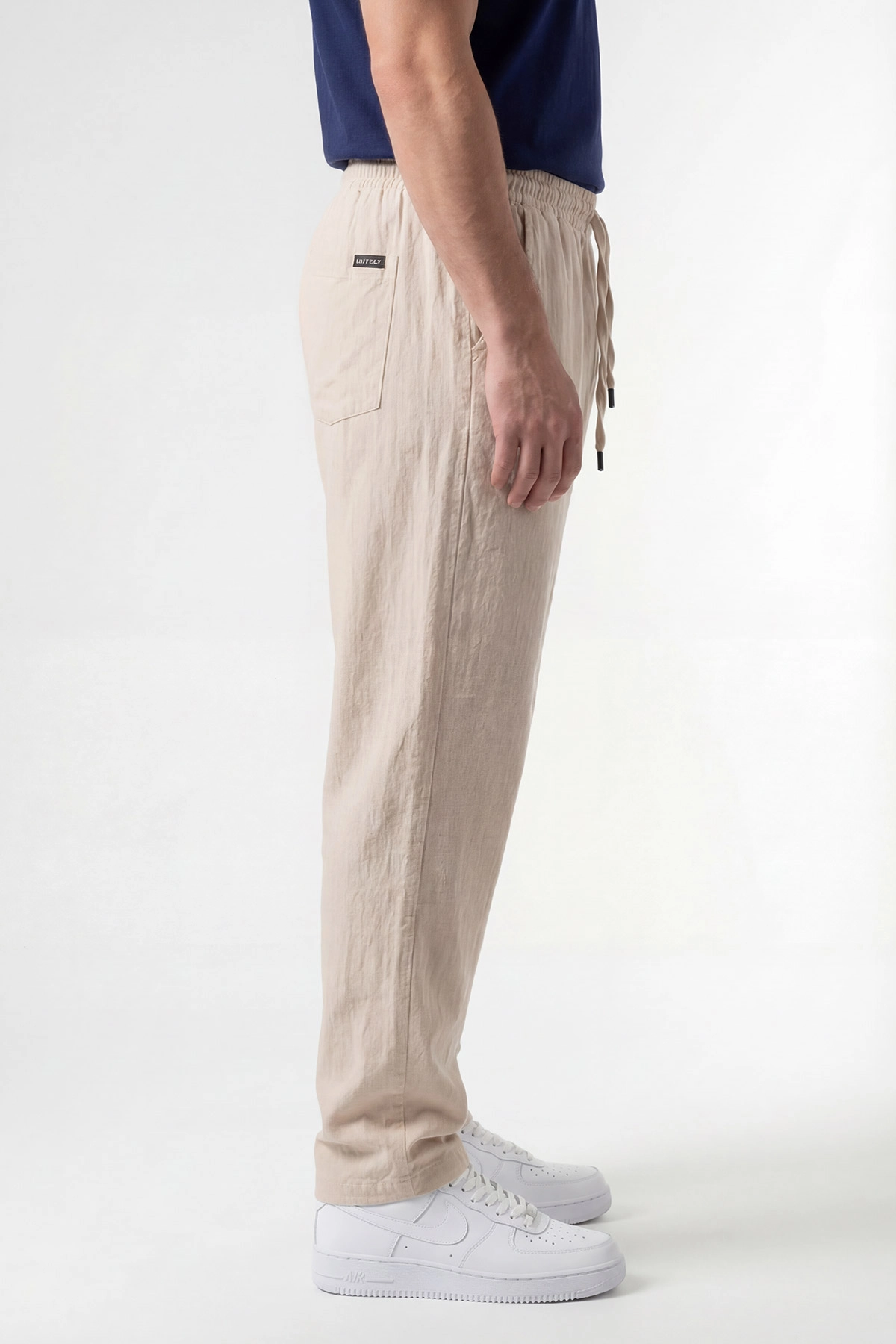Bej Baggy Yıkamalı Belden Bağlamalı Erkek Pantolon 450169