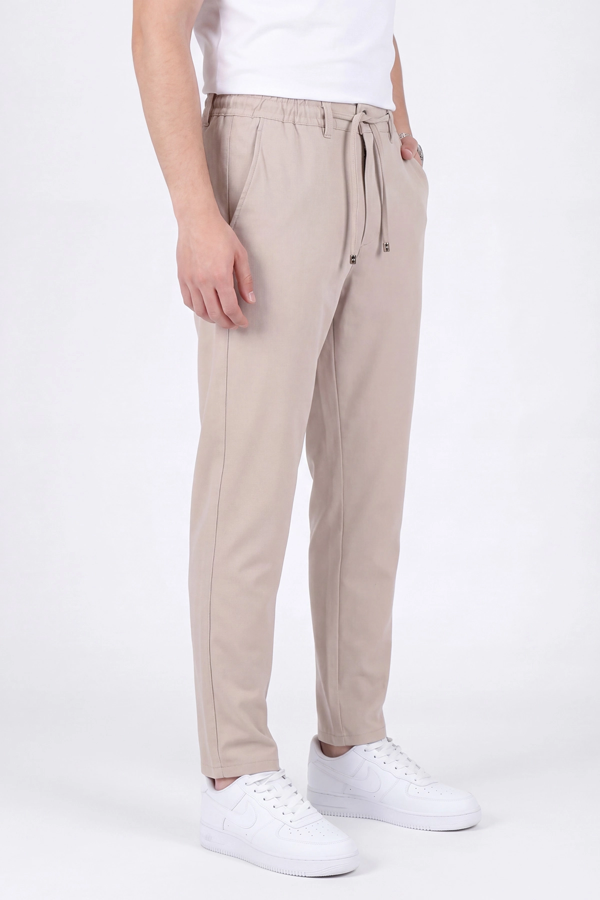 Bej Belden Bağlamalı Erkek Pantolon 462582