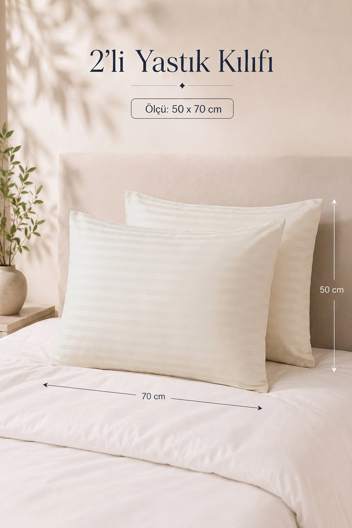 Bej Bella Home 50x70 Cm 2'li Saten Yastık Kılıfı 474142