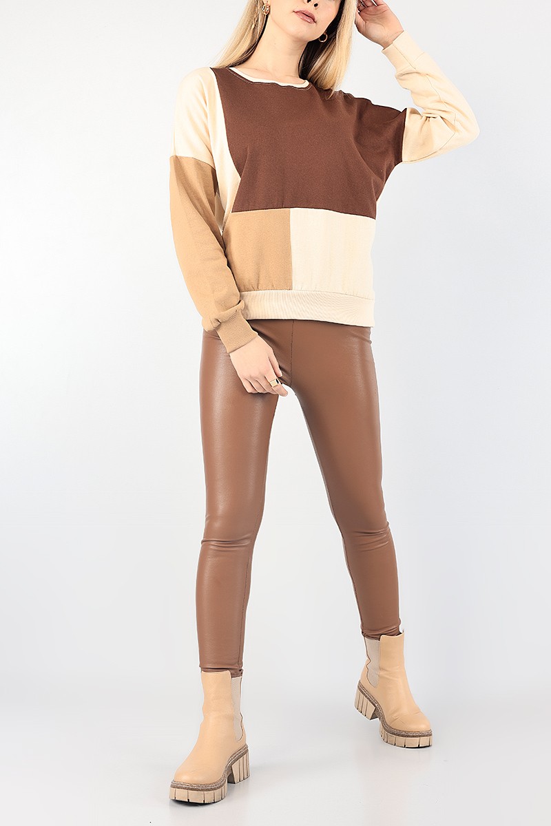 Bej Bisiklet Yaka Bayan Sweat 87753