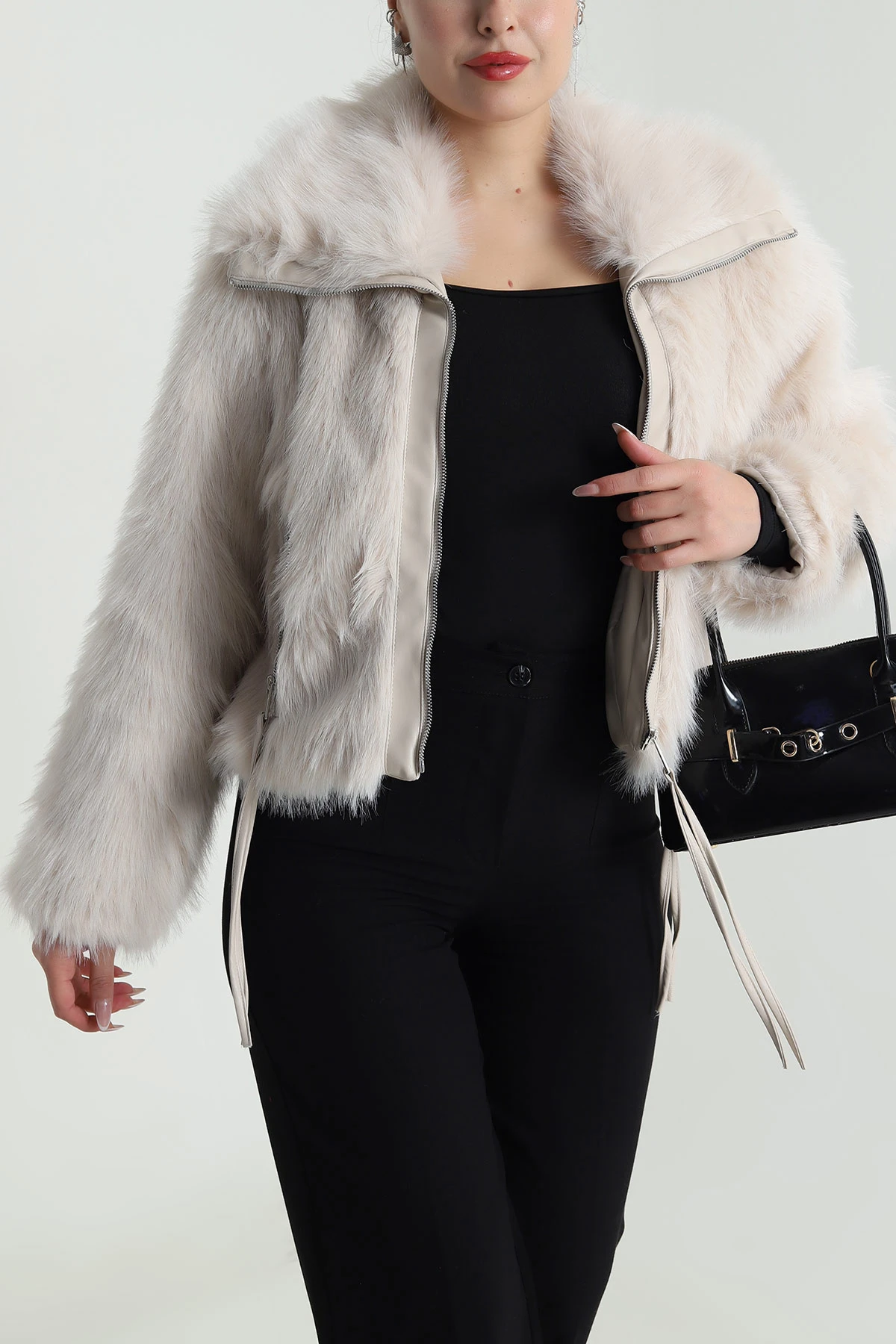 Bej Deri Garnili Lolita Kadın Mont 488815