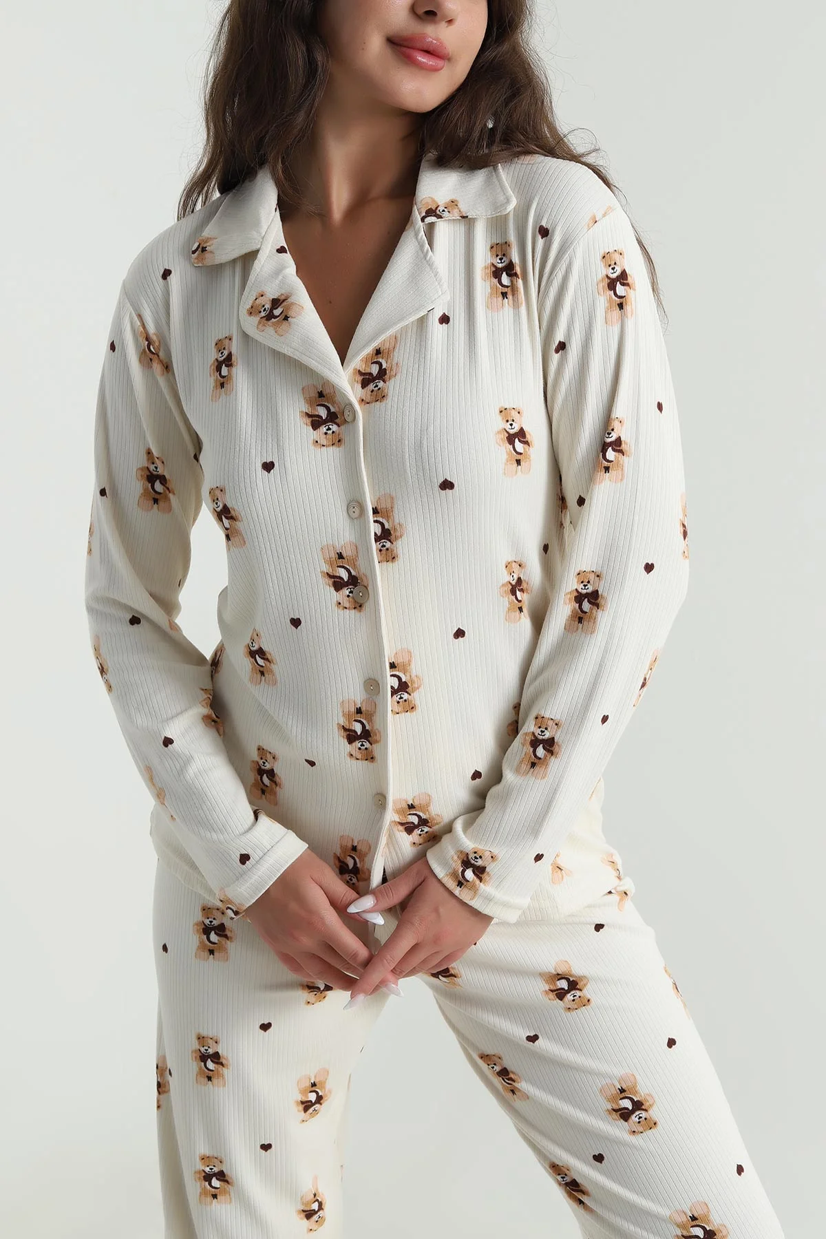 Bej Düğmeli Cares Kadın Pijama Takımı 488944