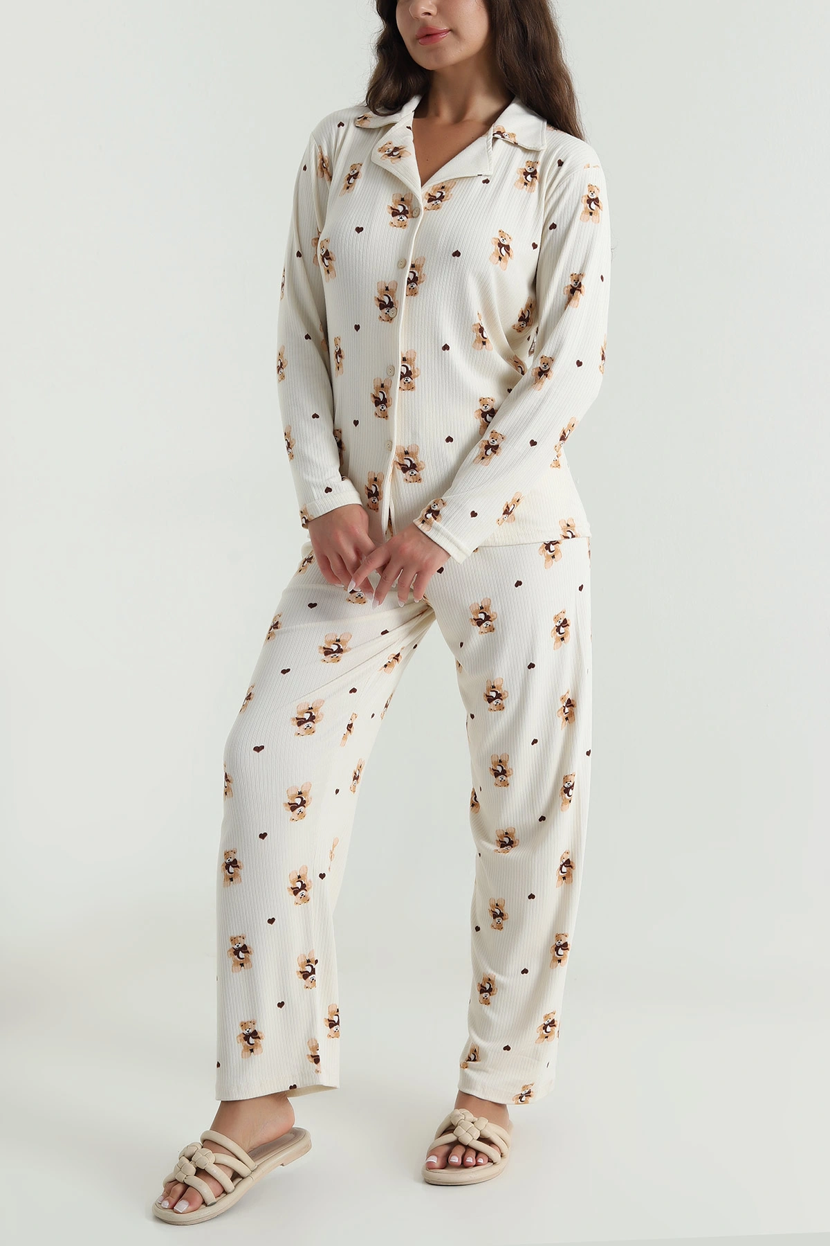 Bej Düğmeli Cares Kadın Pijama Takımı 488944