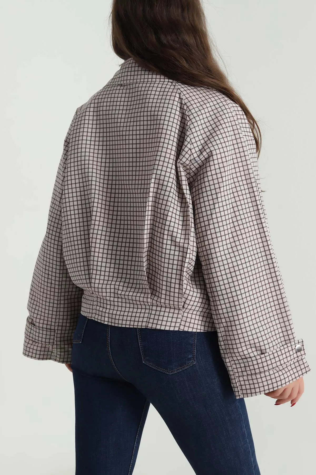 Bej Ekose Bomber Kadın Mevsimlik Mont 493900