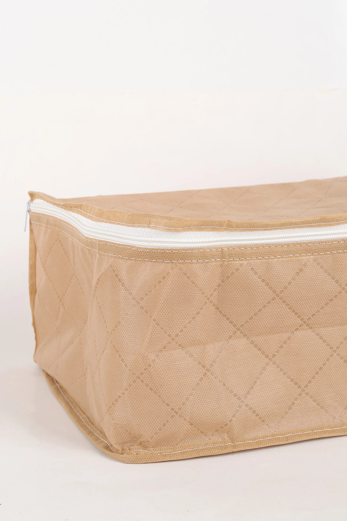 Bej Fermuarlı 35x27x18 Çorap Hurcu Tela Kumaş 243168