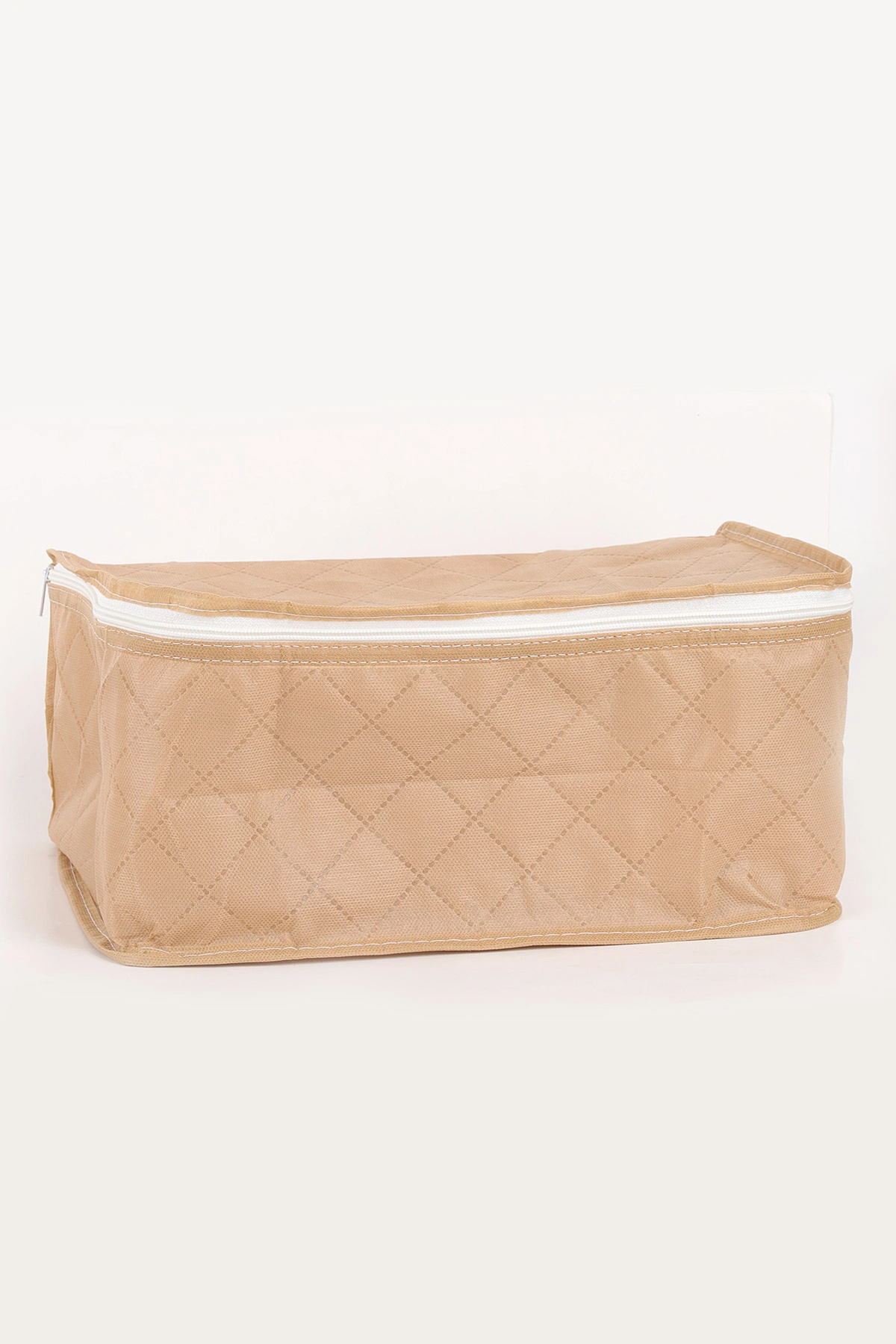 Bej Fermuarlı 35x27x18 Çorap Hurcu Tela Kumaş 243168