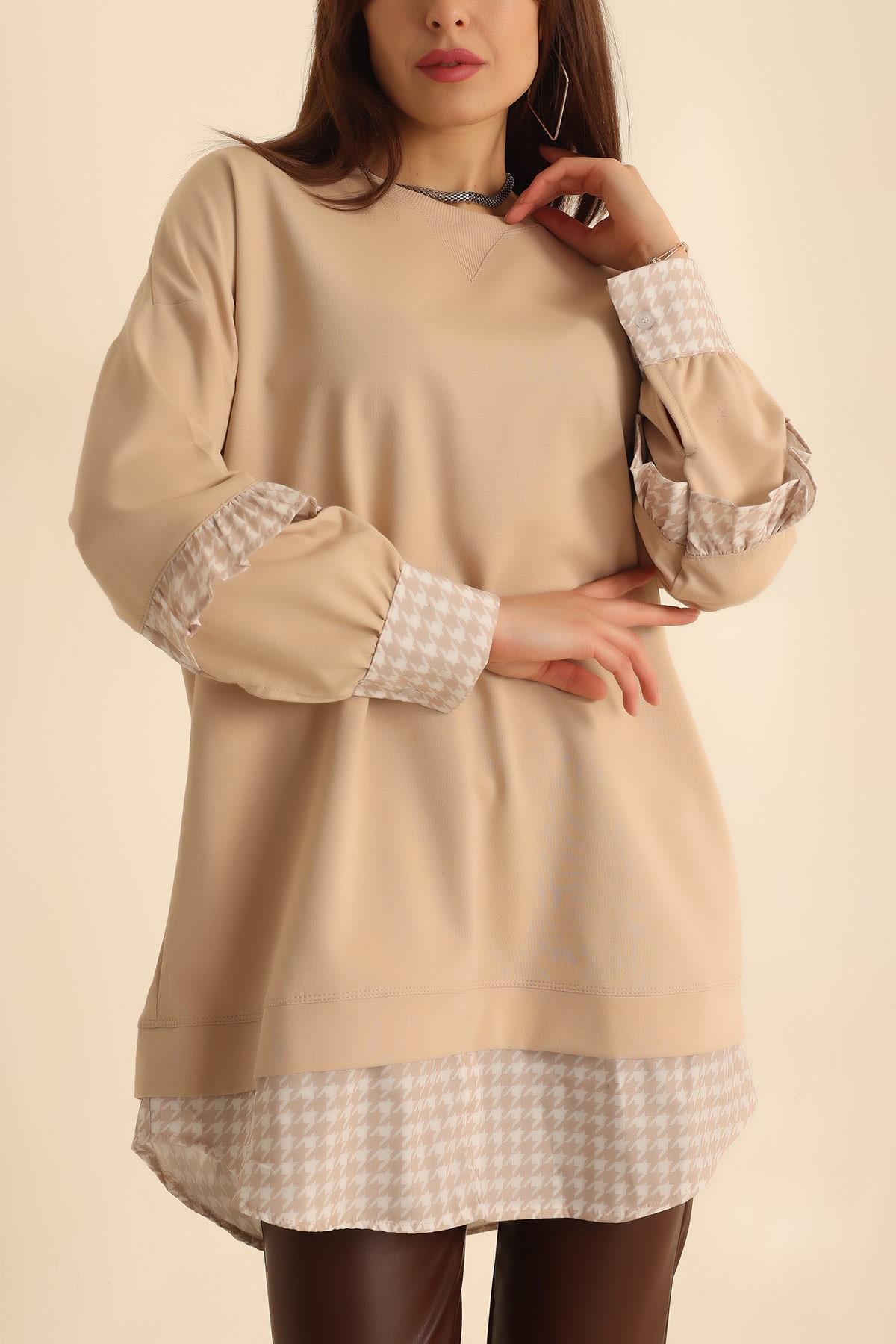 Bej Garnili İki İp Tunik 218694