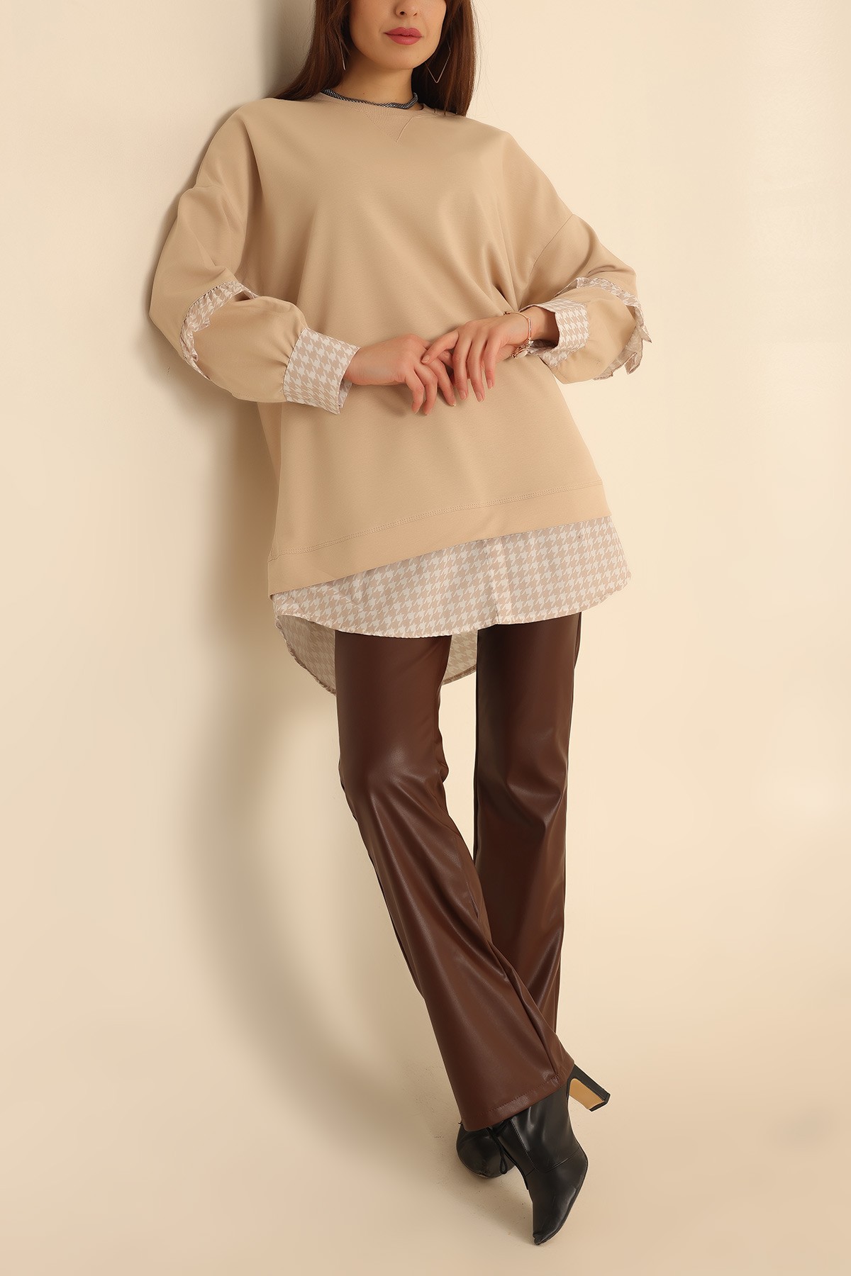 Bej Garnili İki İp Tunik 218694