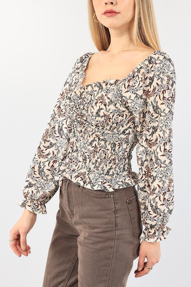 Bej Gipeli Tasarım Bluz 90278