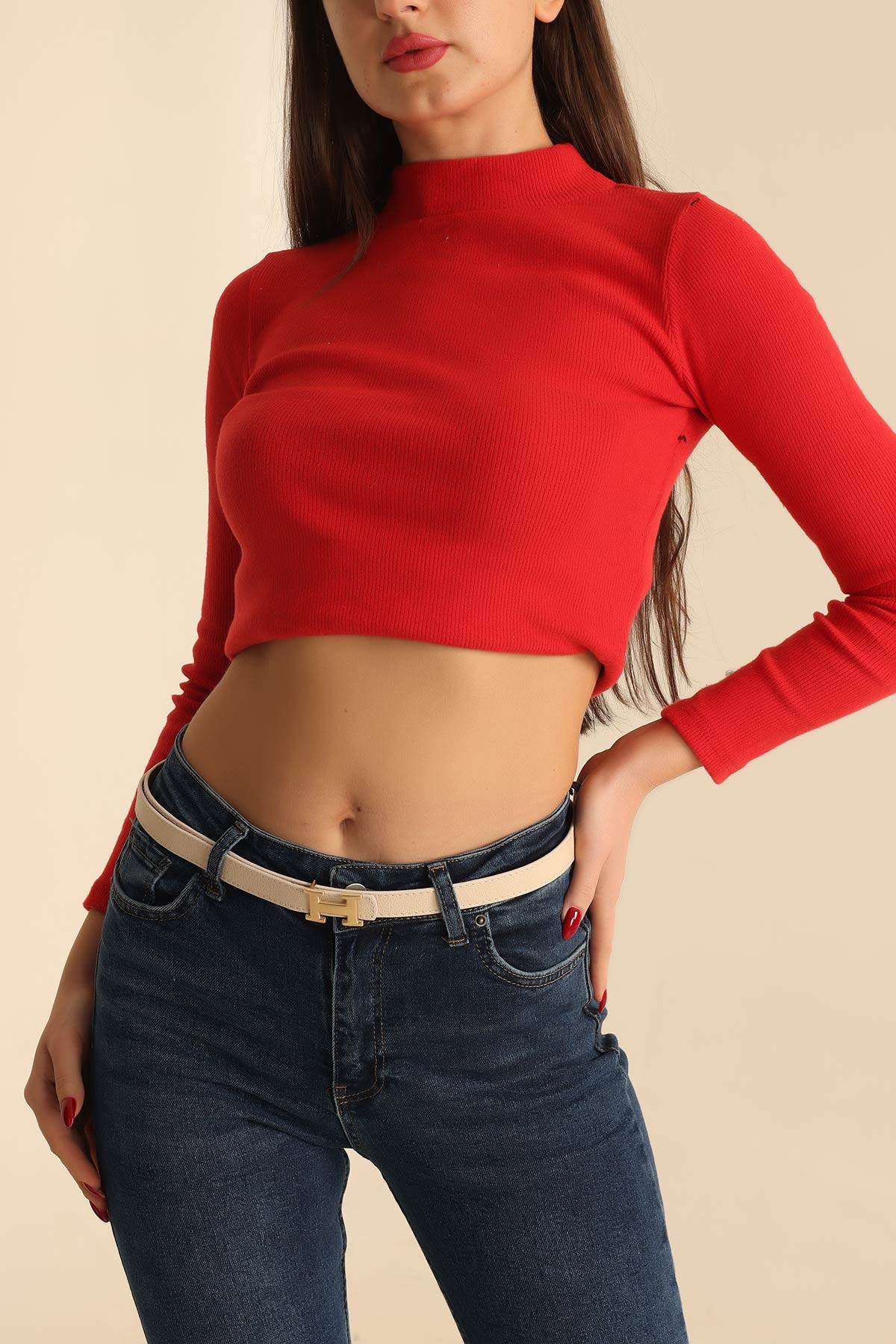 Bej Gold Tokalı İnce Kemer 214691