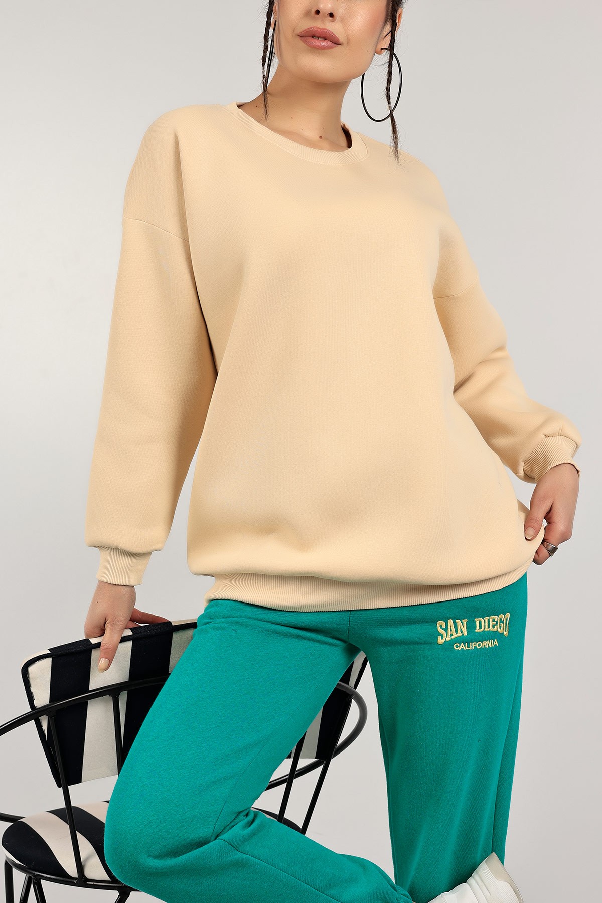 Bej İçi Şardonlu Bayan Sweat 142963