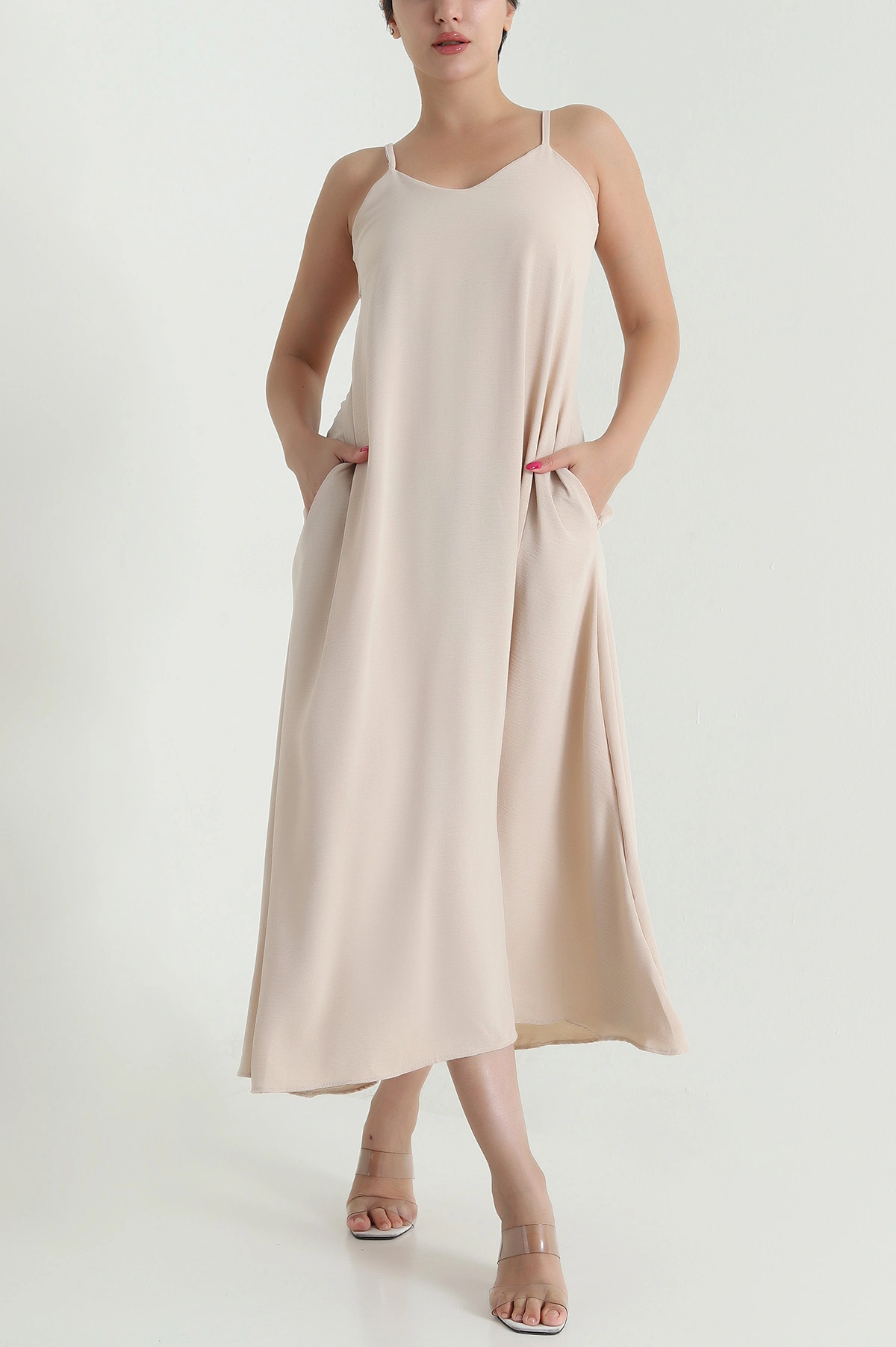 Bej İp Askılı Aerobin Kadın Elbise 473933