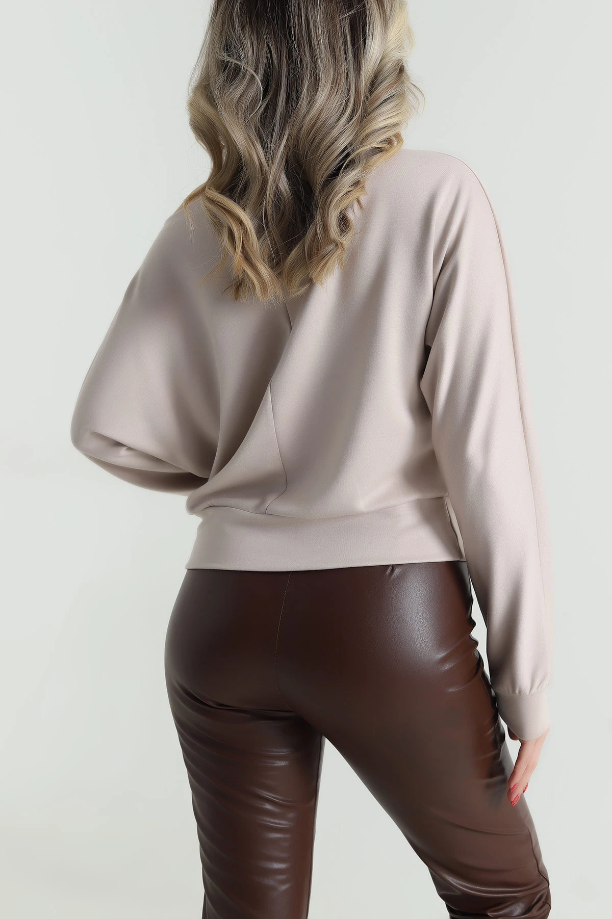 Bej Kayık Yaka Modal Kadın Bluz 484696