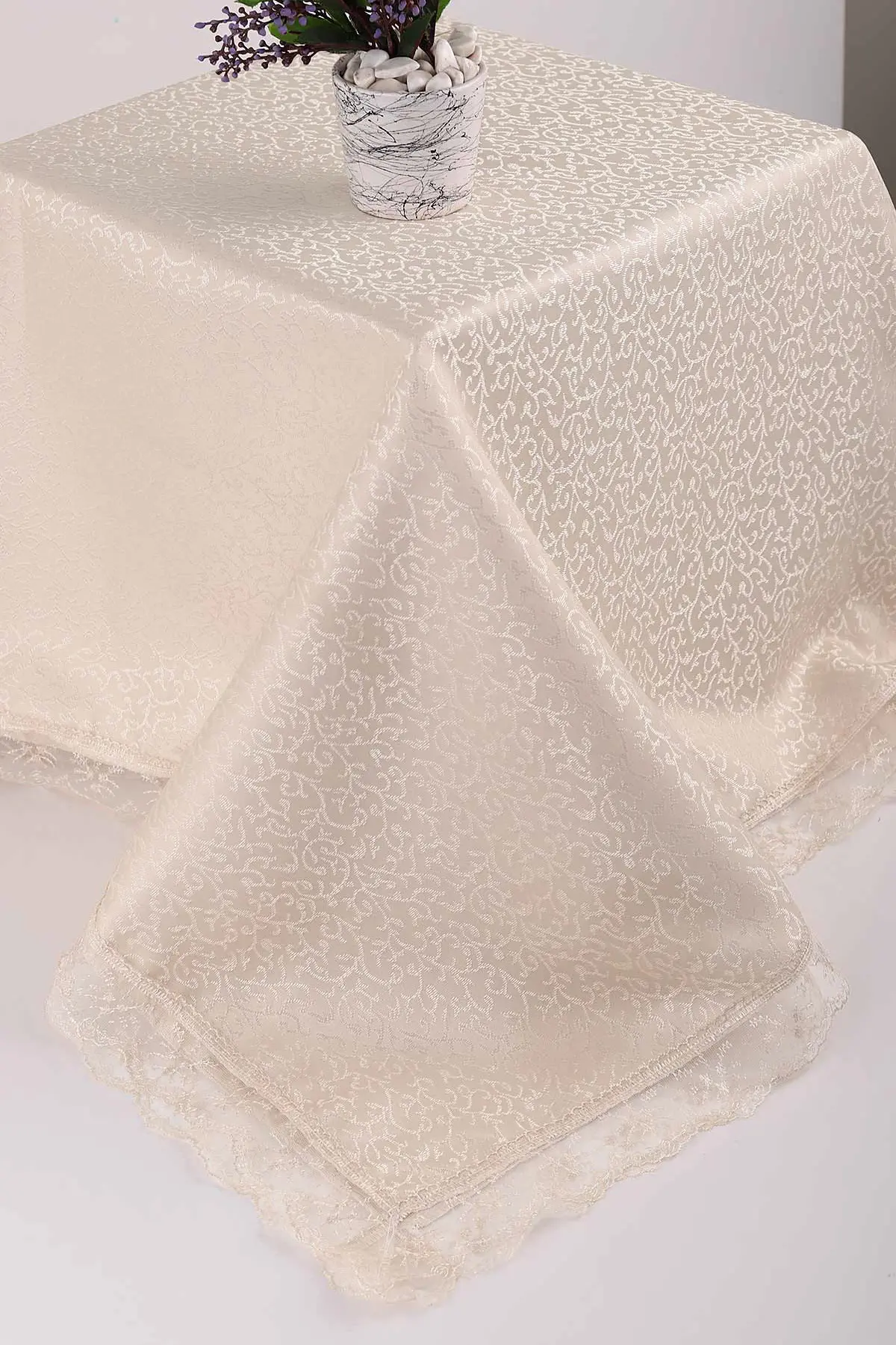 Bej KDK 160x220 Güpürlü Masa Örtüsü 214723