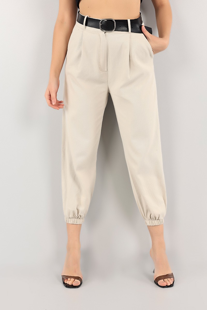 Bej Kemerli Balon Gabardin Pantolon 103249