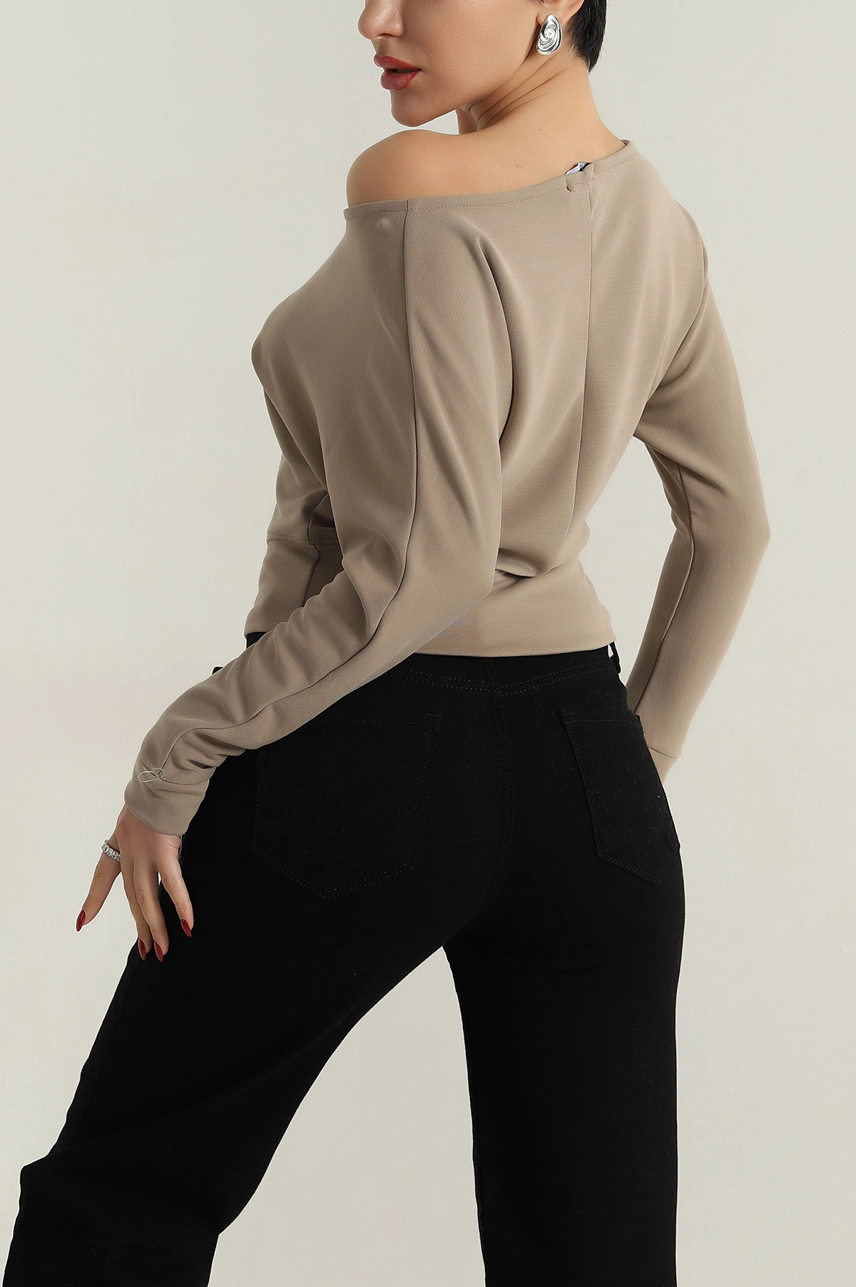Bej Likralı Modal Kadın Badi 413956