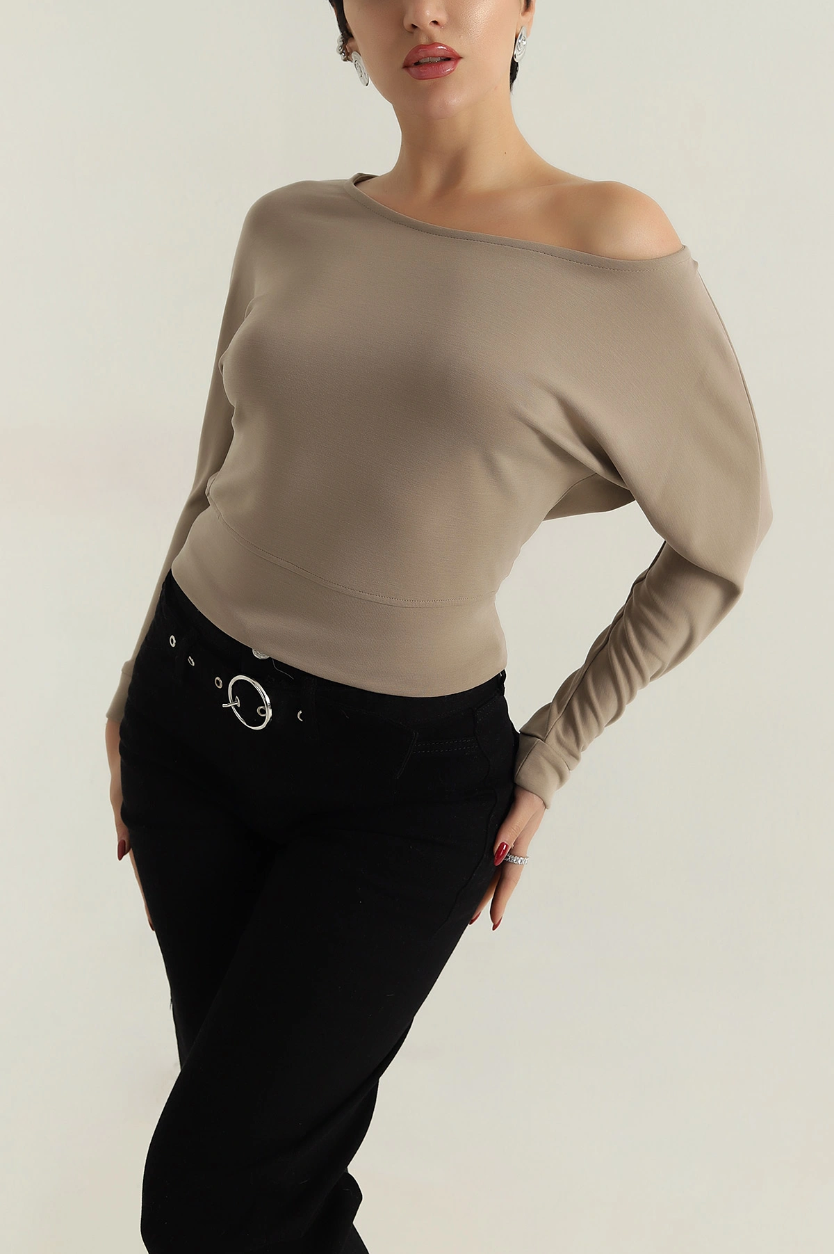 Bej Likralı Modal Kadın Badi 413956