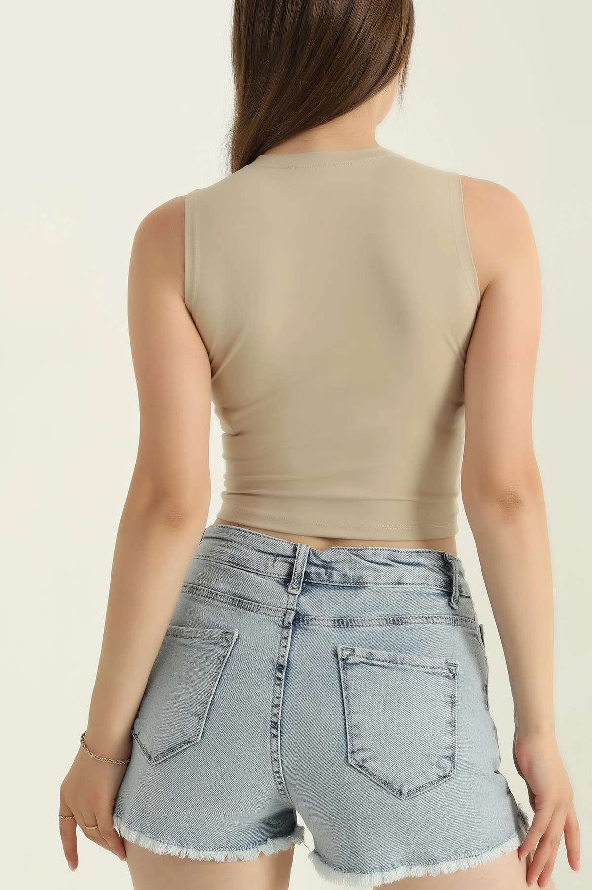 Bej Modal Likralı Kadın Atlet 370639