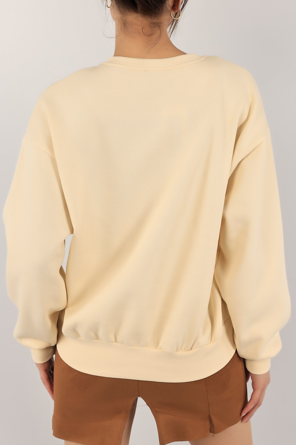 Bej Nakışlı Şardonlu Bayan Sweat 140508