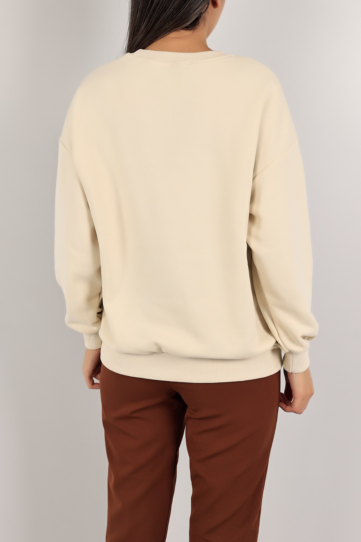 Bej Nakışlı Şardonlu Bayan Sweat 142475