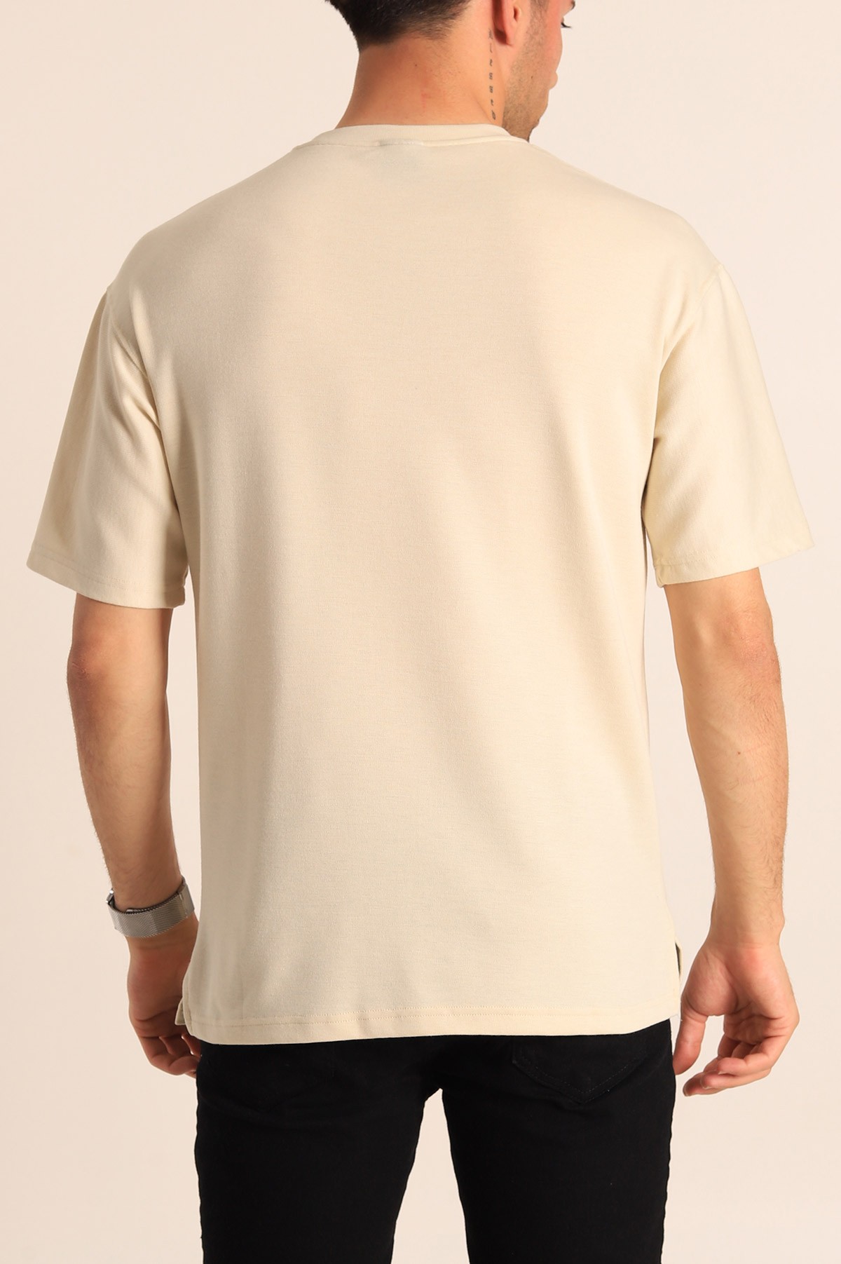 Bej Oversize Cole Buxton Yazılı Erkek Tişört 181789