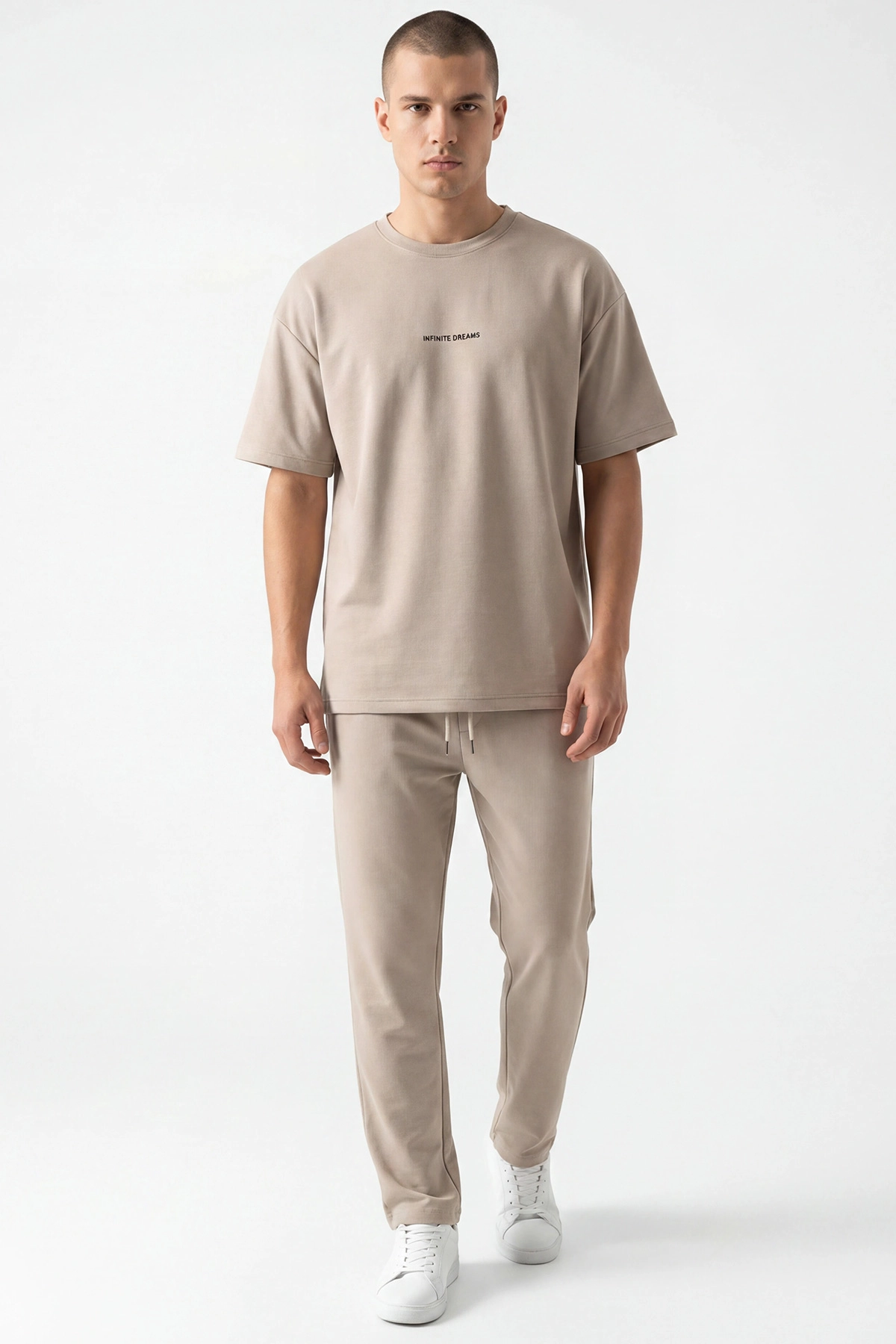 Bej Oysho Kumaş Oversize Bisiklet Yaka Erkek İkili Takım 445190