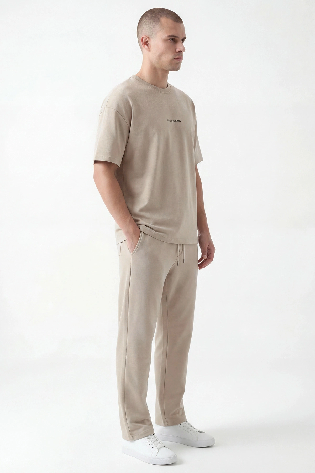 Bej Oysho Kumaş Oversize Bisiklet Yaka Erkek İkili Takım 445190