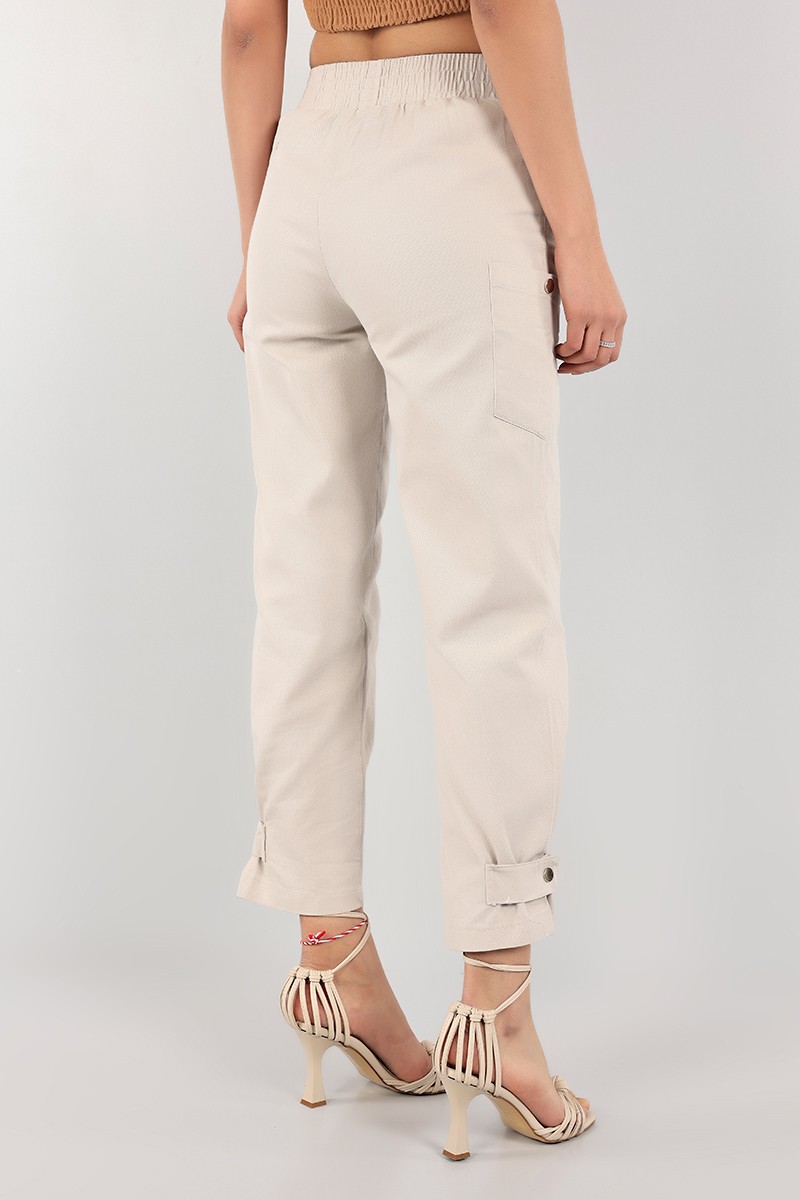 Bej Paça Çıt Çıtlı Bayan Gabardin Pantolon 103230