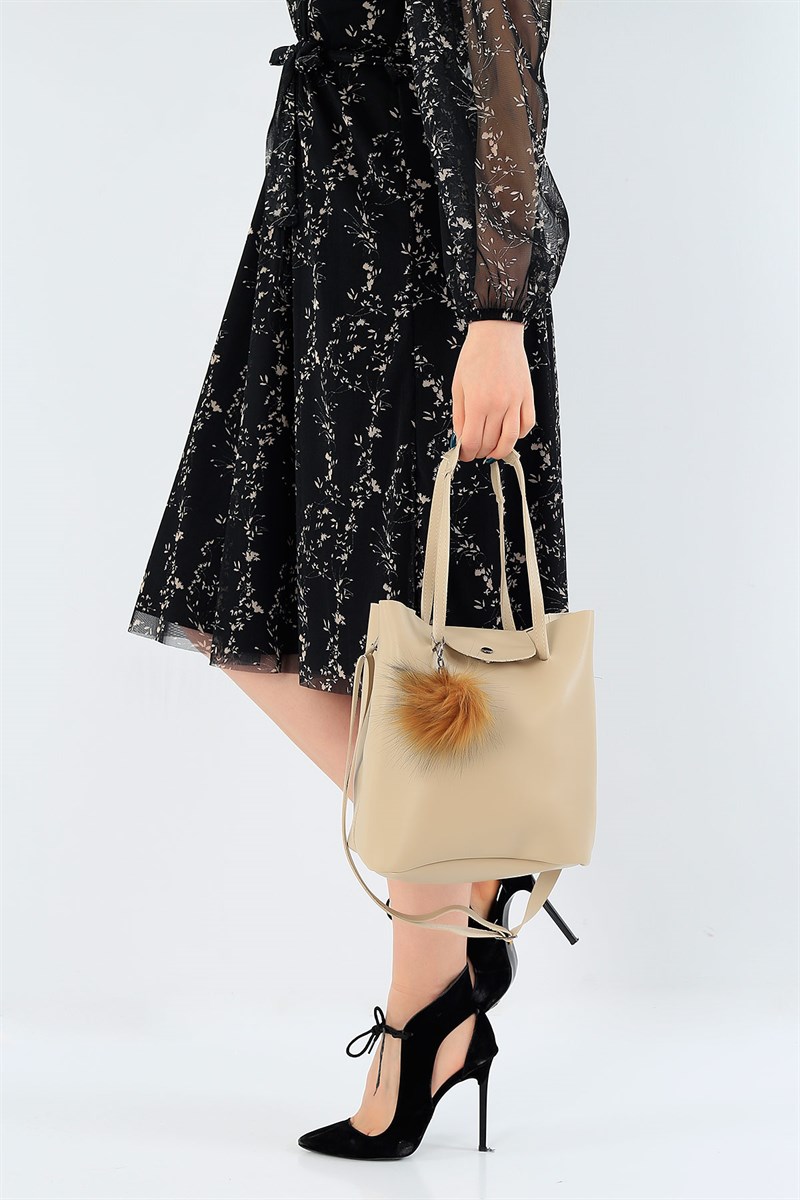 Bej Peluş Detay Omuz Çantası 30285Ç