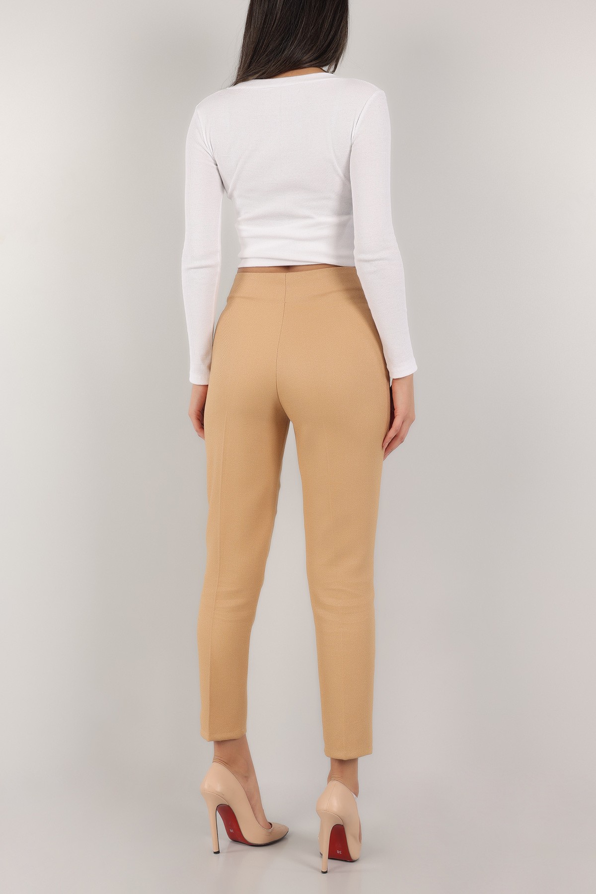 Bej Pensli Cepsiz Yün Efek Pantolon -T 149097