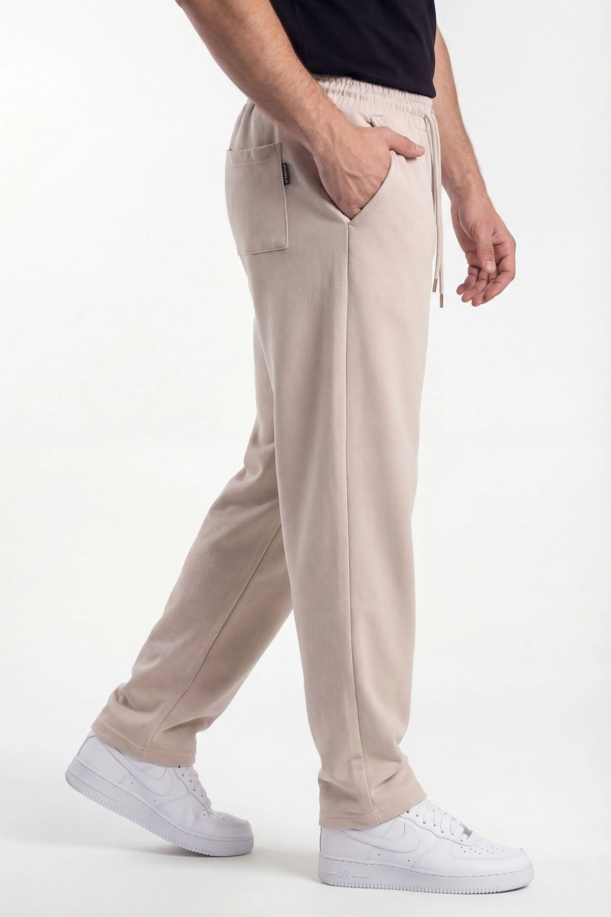 Bej Pike Kumaş Baggy Belden Bağlamalı Erkek Pantolon 442076