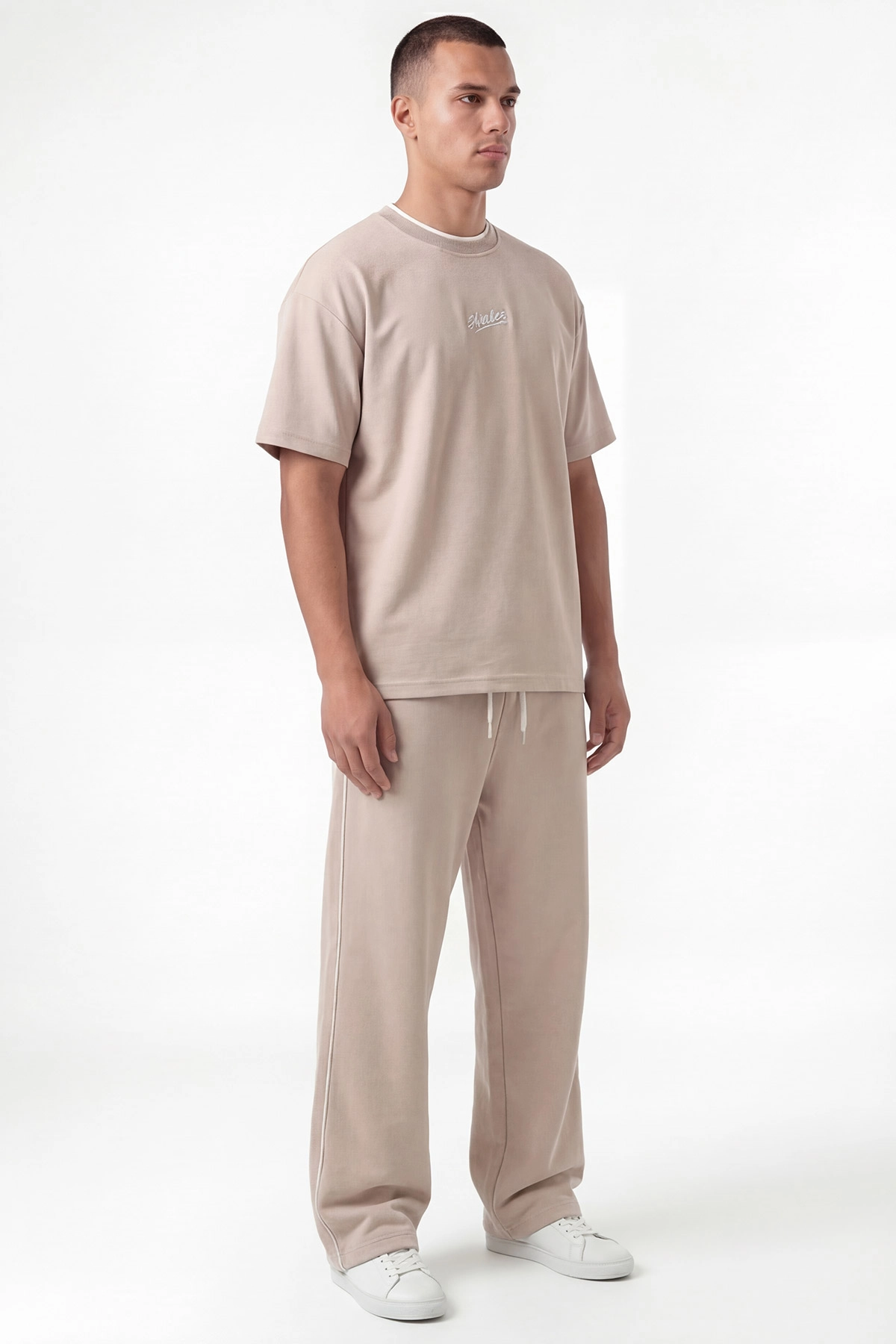 Bej Pike Kumaş Oversize Erkek İkili Takım 447695