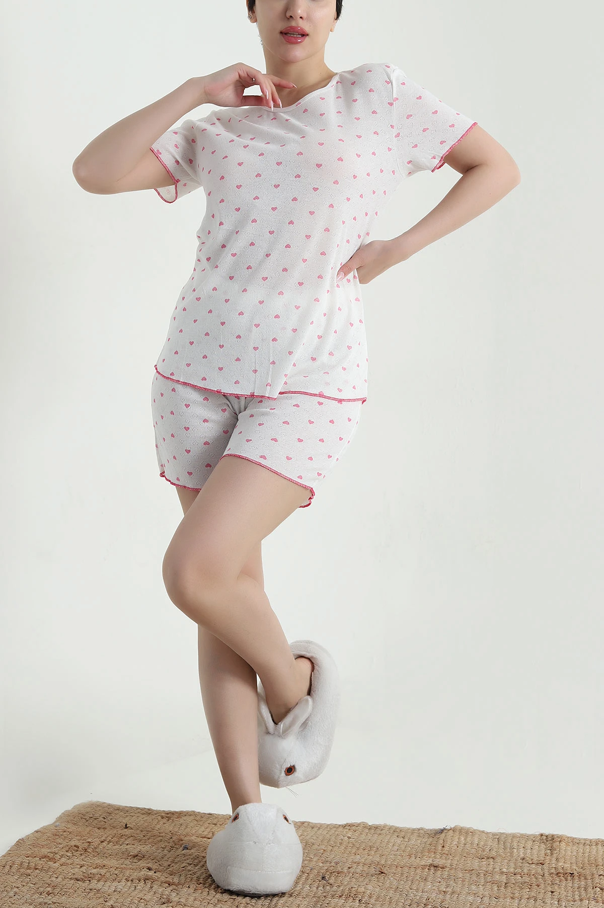Bej Pointel Şortlu Kadın Pijama Takımı 462265