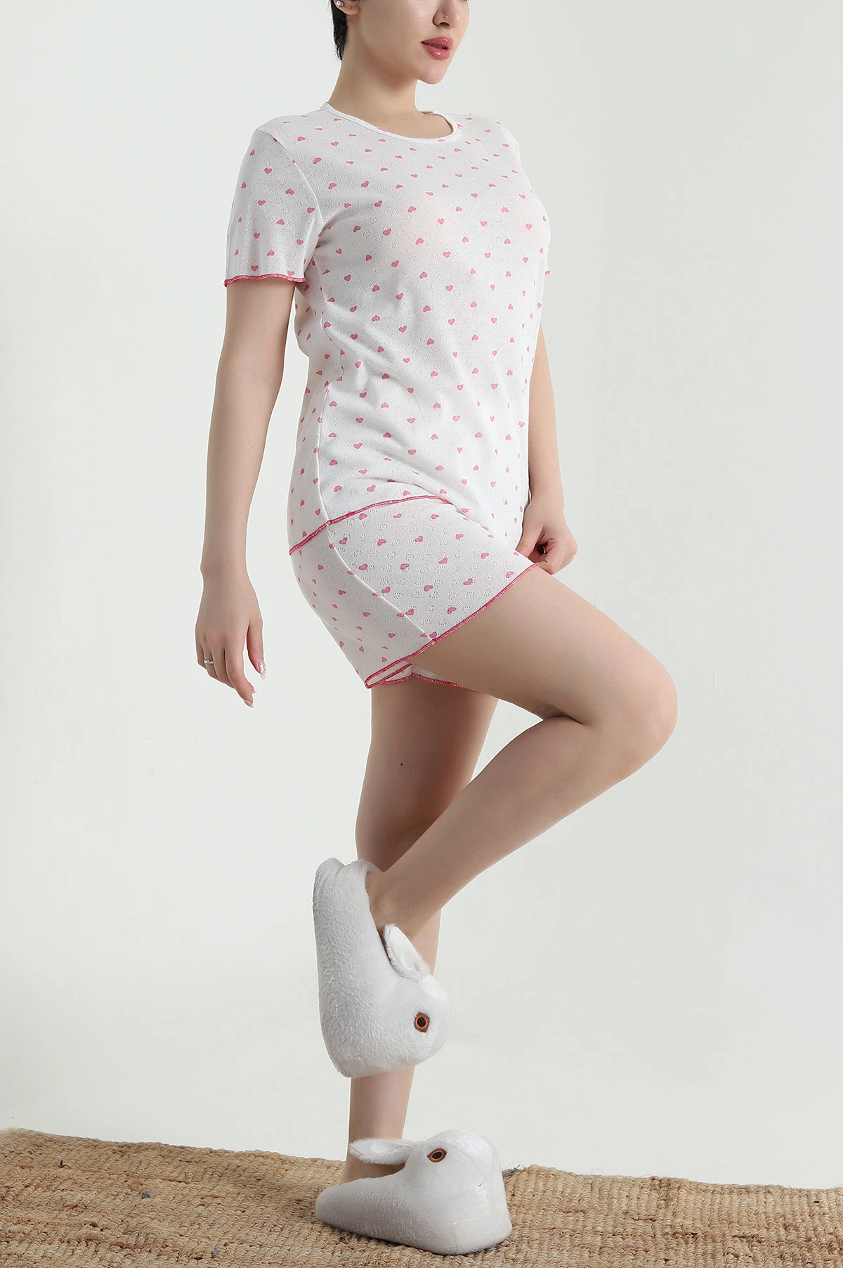 Bej Pointel Şortlu Kadın Pijama Takımı 462265