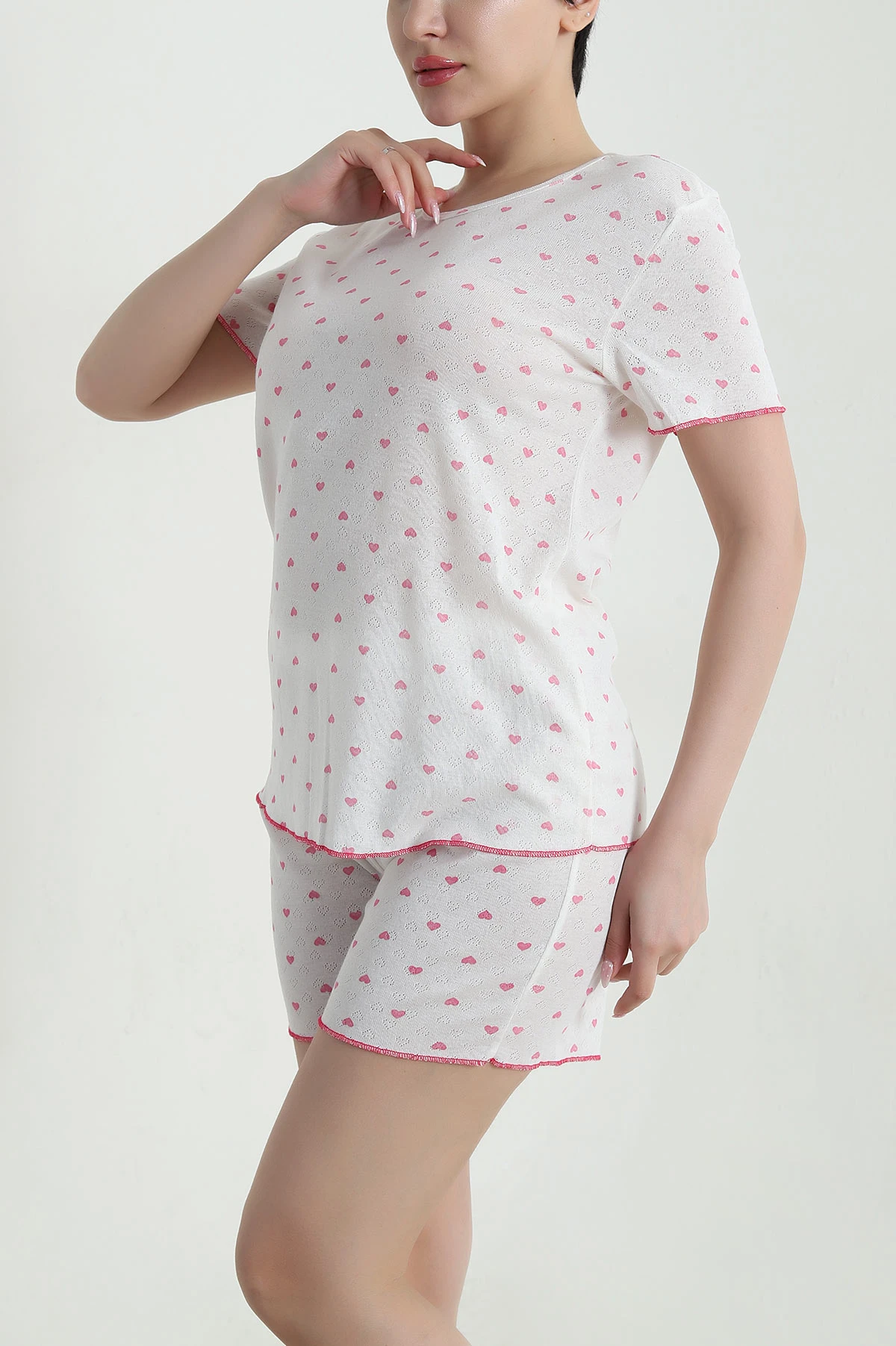 Bej Pointel Şortlu Kadın Pijama Takımı 462265