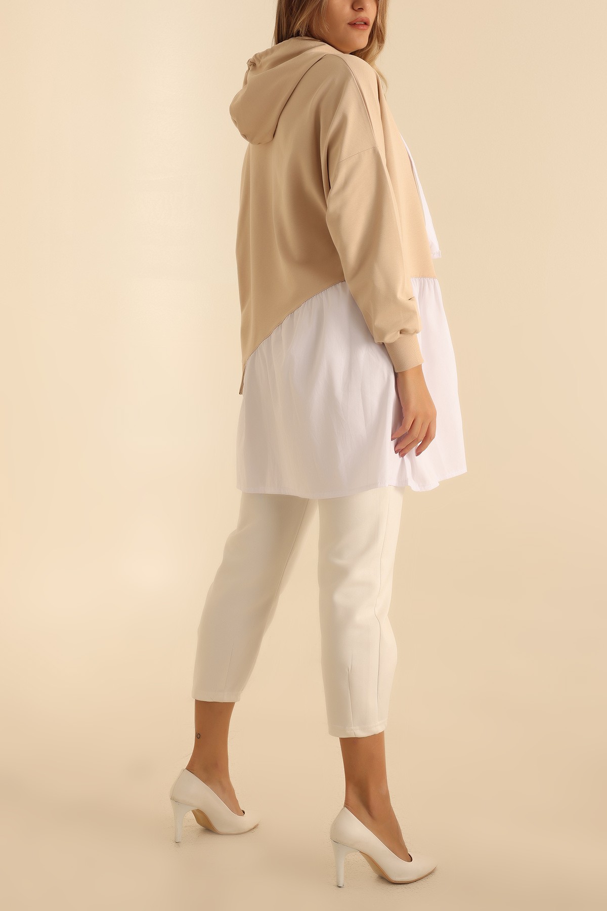 Bej Poplin Garnili İki İp Sweat Tunik 207852