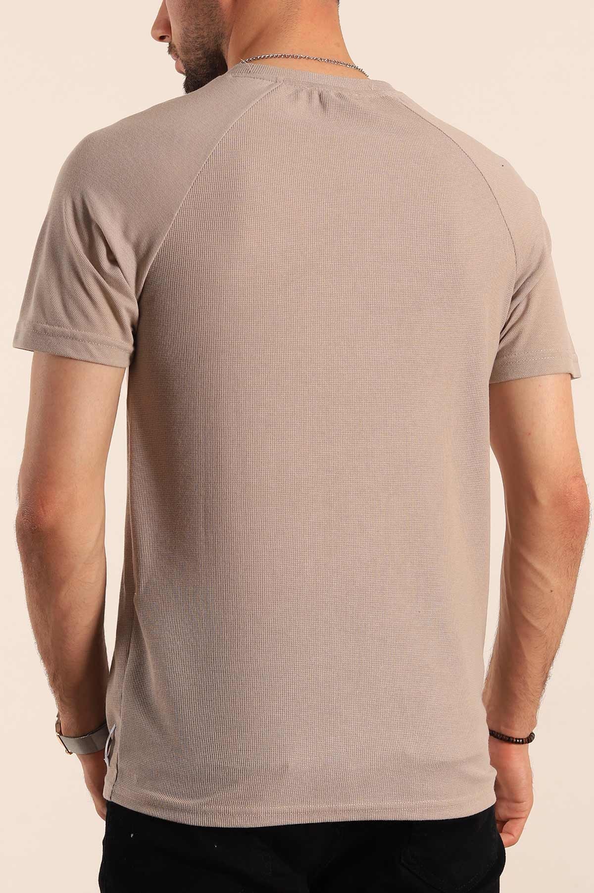 Bej Reglan Kol Mikro Delikli Erkek Tişört 187736