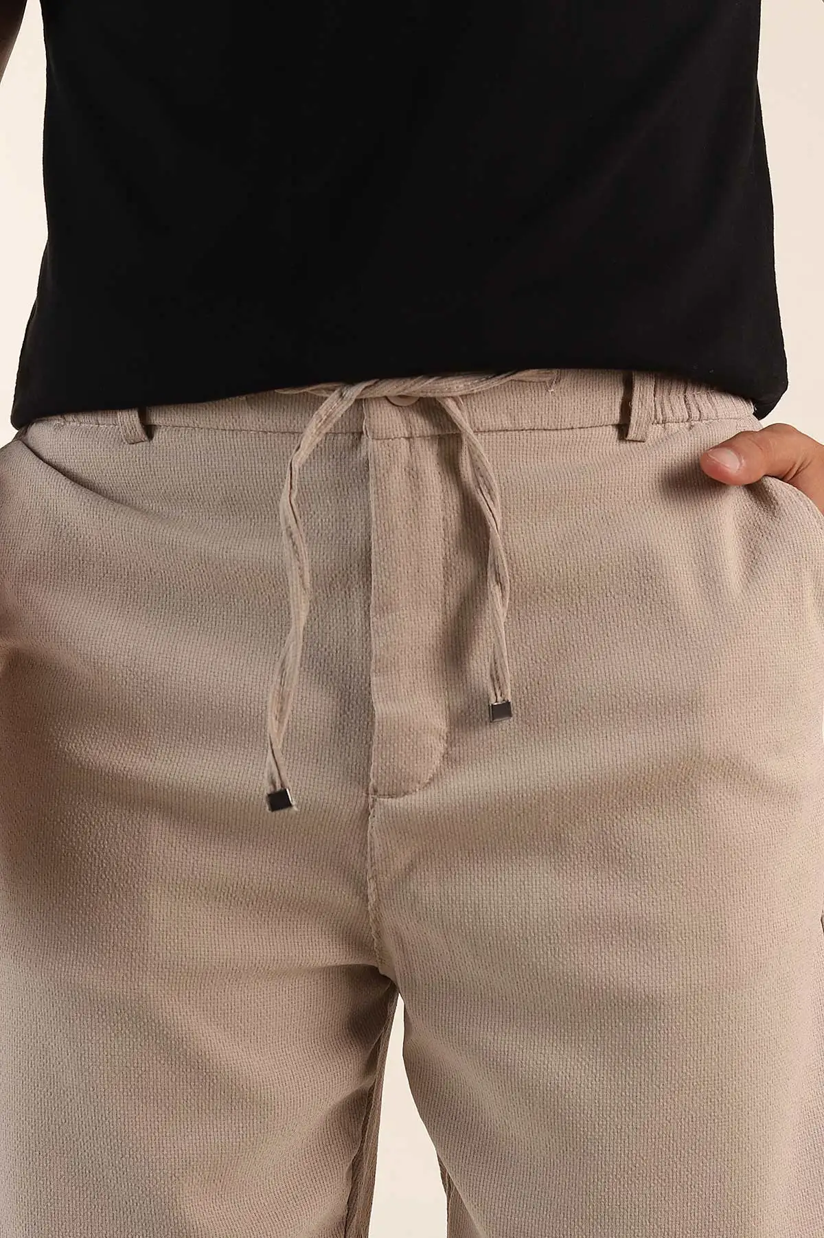 Bej Regular Fit Bel Lastikli Erkek Şort 385203