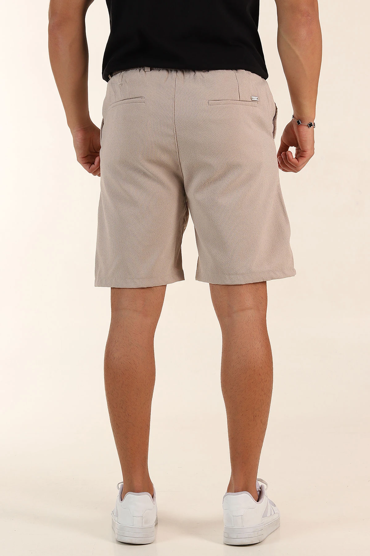 Bej Regular Fit Bel Lastikli Erkek Şort 385203