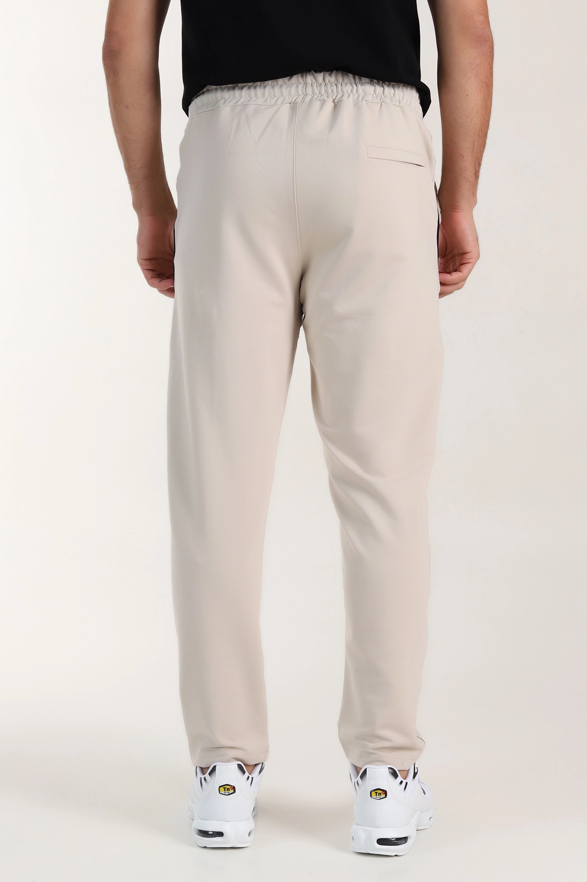 Krem Regular Fit Çimalı Şerit Detaylı Erkek Eşofman Altı 402367