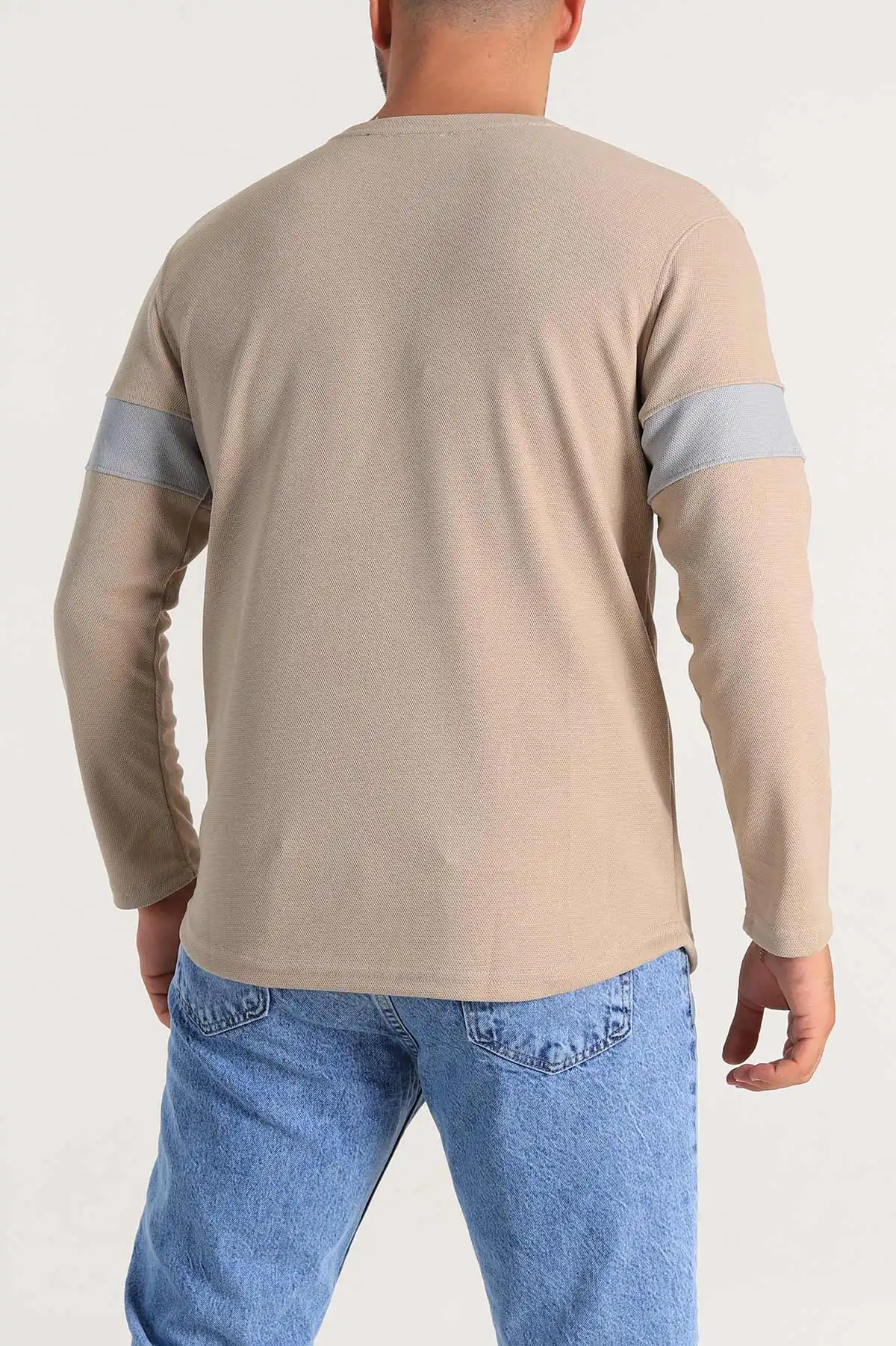Bej Regular Fit Kabartma Baskılı Erkek Sweatshirt 303425
