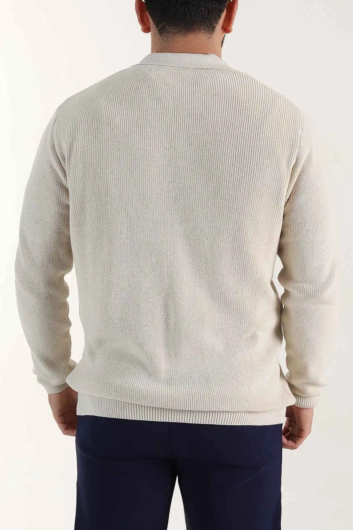 Bej Relaxed Fit Bambu Erkek Triko Hırka 400157