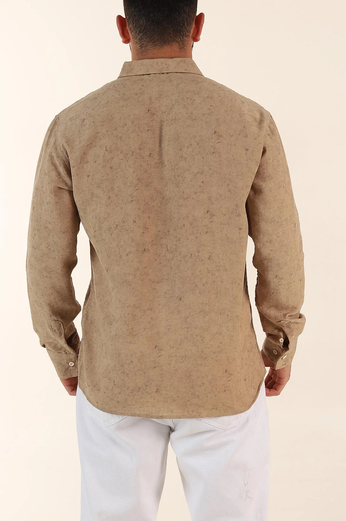 Bej Relaxed Fit Desenli Uzun Kollu Erkek Gömlek 369752