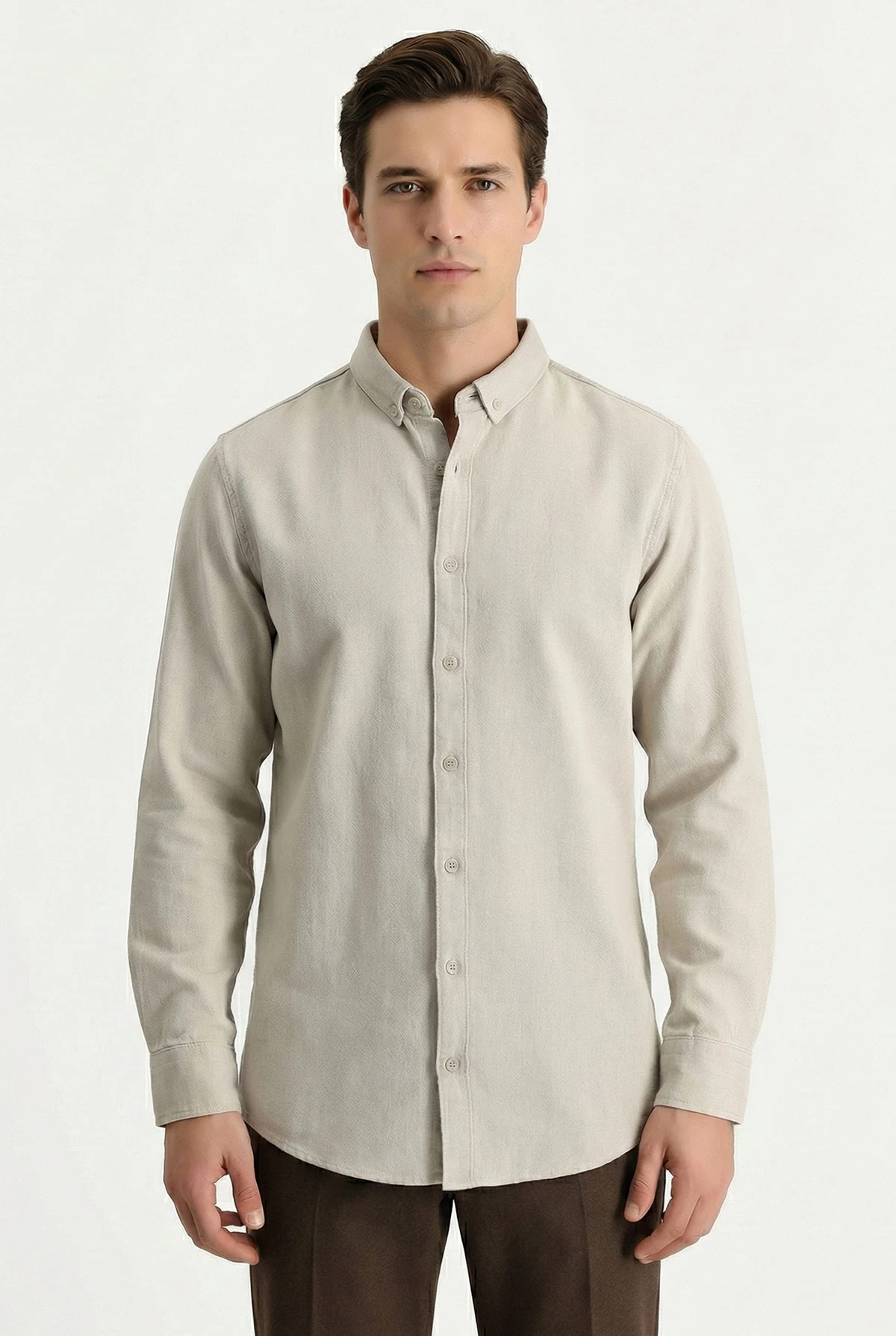 Bej Relaxed Fit Erkek Kot Gömlek 419374