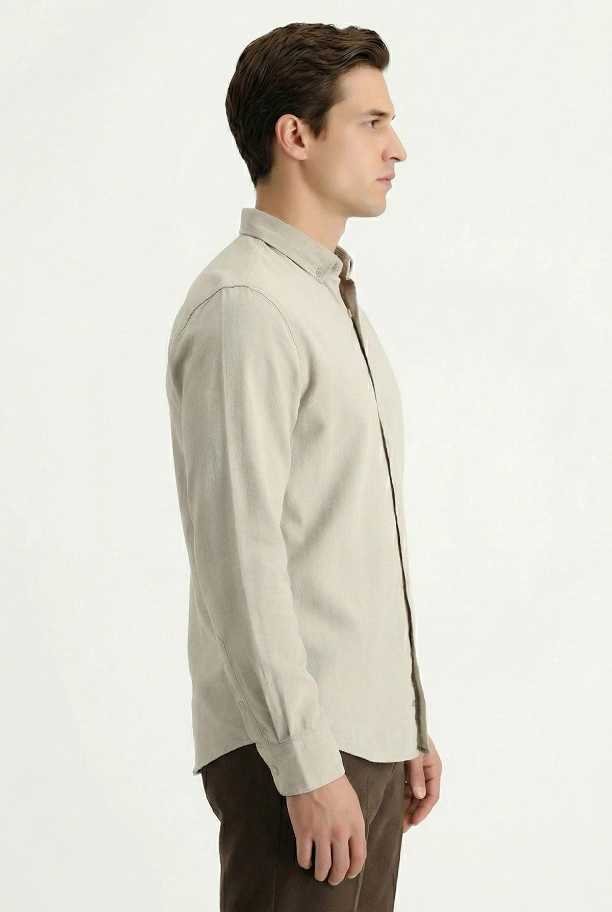 Bej Relaxed Fit Erkek Kot Gömlek 419374
