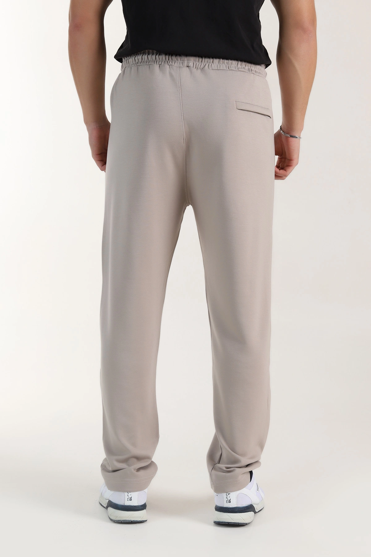Bej Relaxed Fit Oysho Kumaş Fermuarlı Cepli Erkek Eşofman Altı 402204