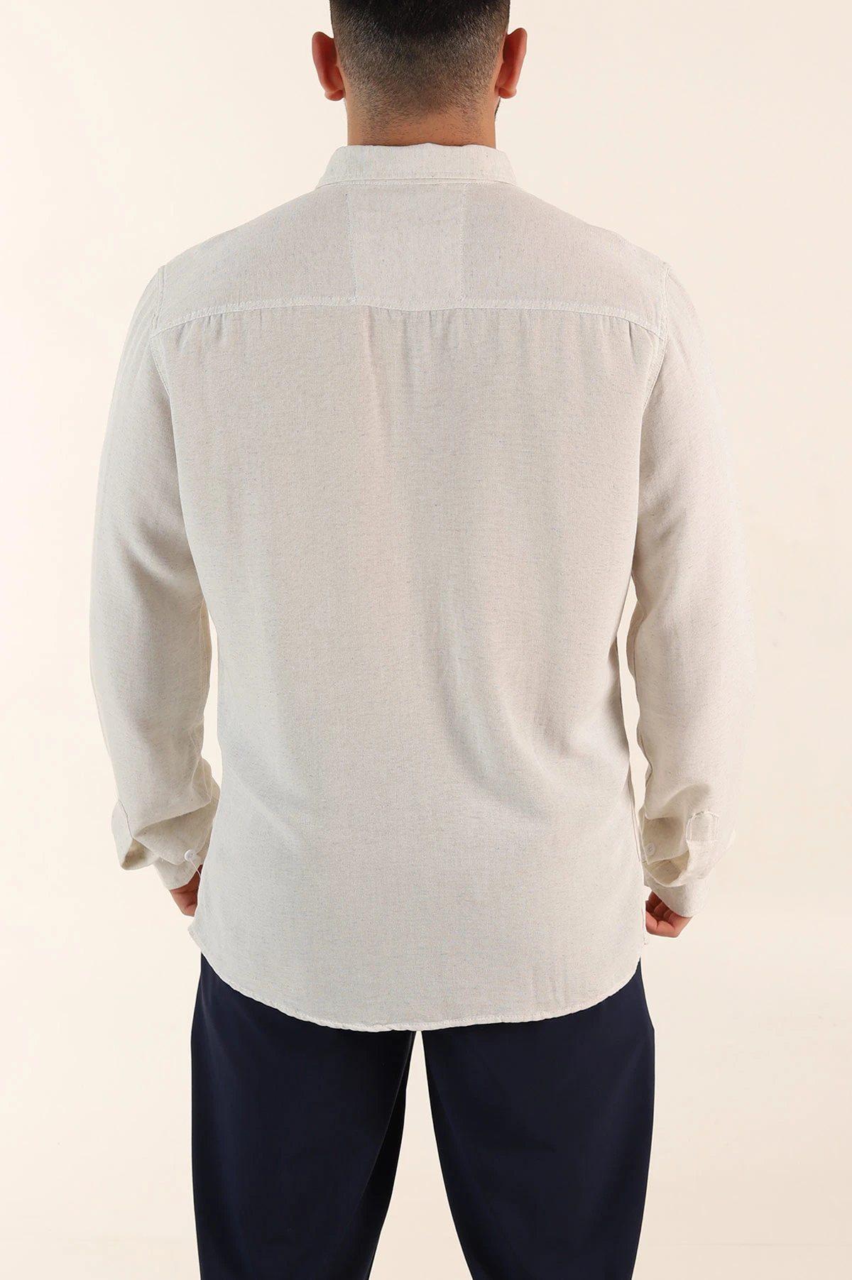 Bej Relaxed Fit Pamuk Ata Yaka Erkek Gömlek 363814