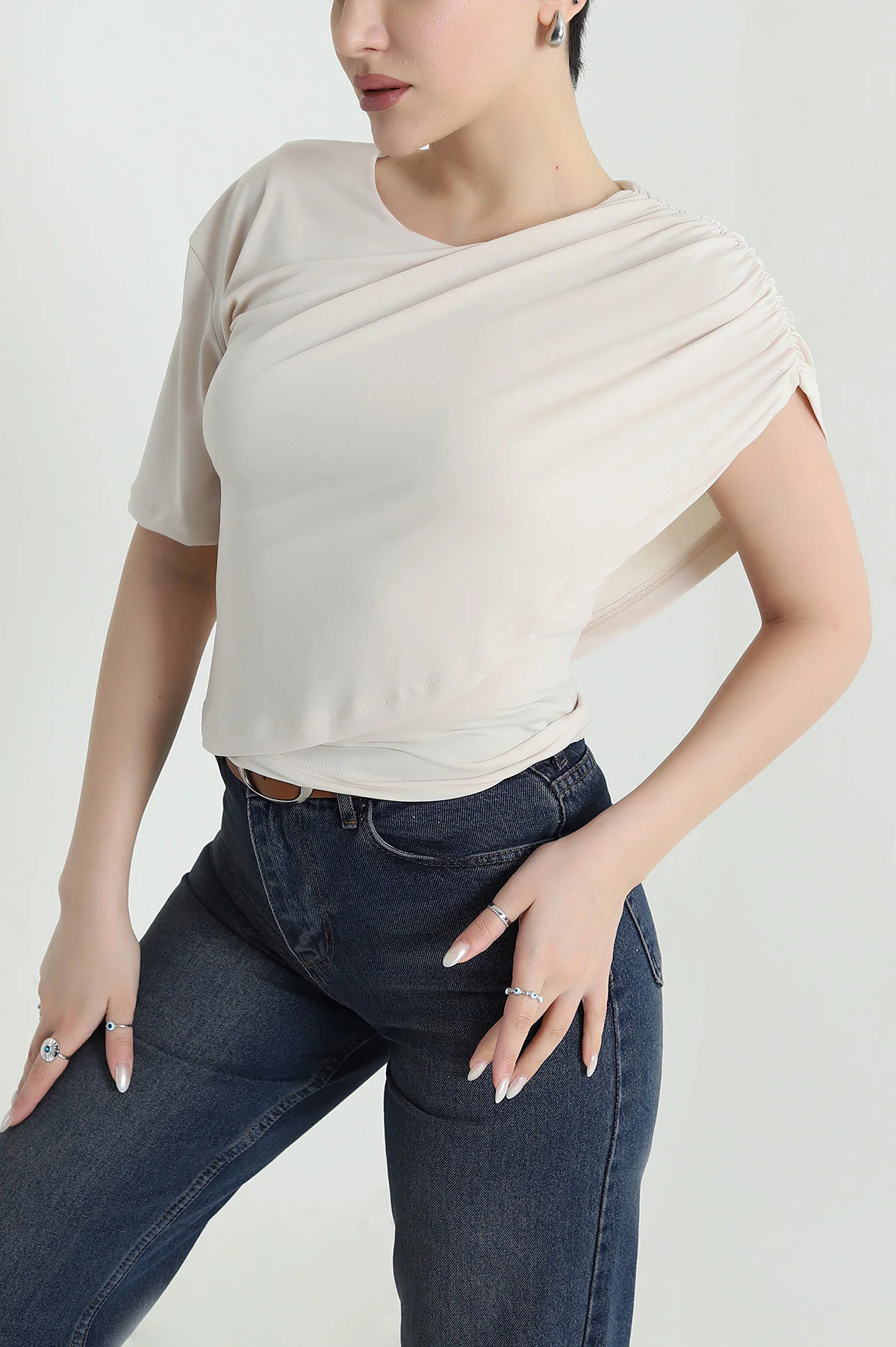 Bej Sandy Kumaş Kadın Bluz 448418