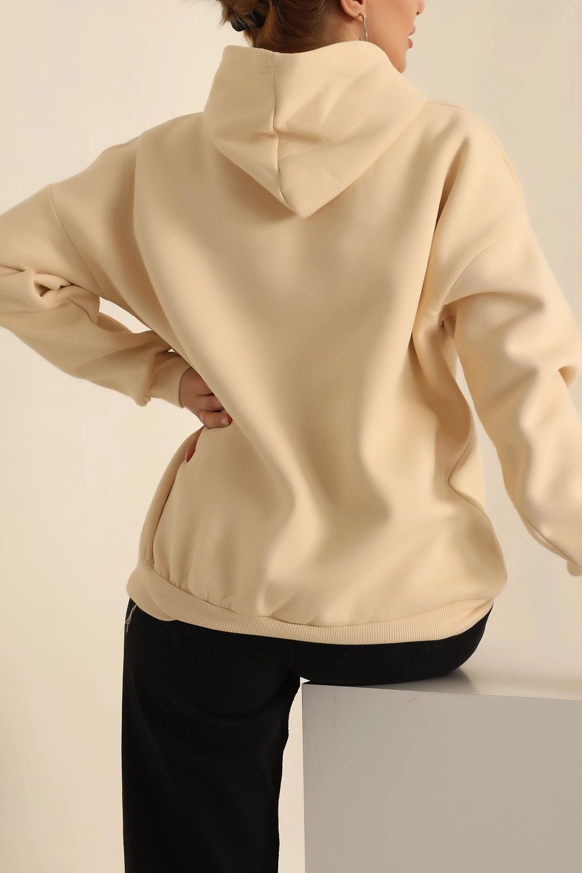 Bej Şardonlu Baskılı Bayan Sweat 228834